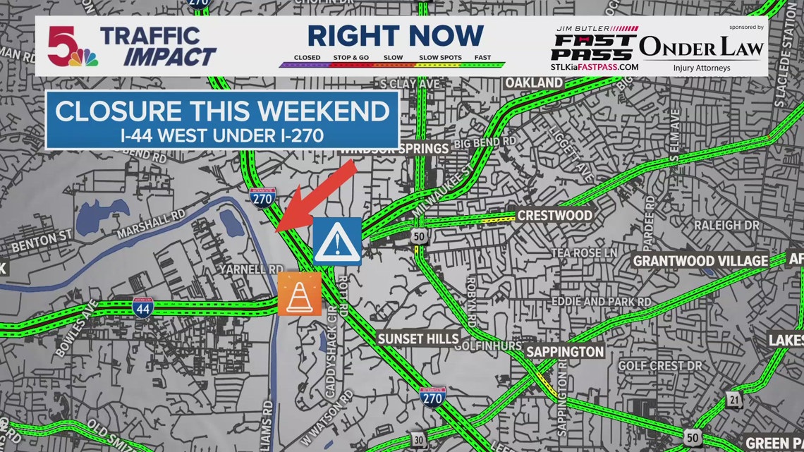 Westbound I-44 lanes close for weekend bridge repairs | ksdk.com