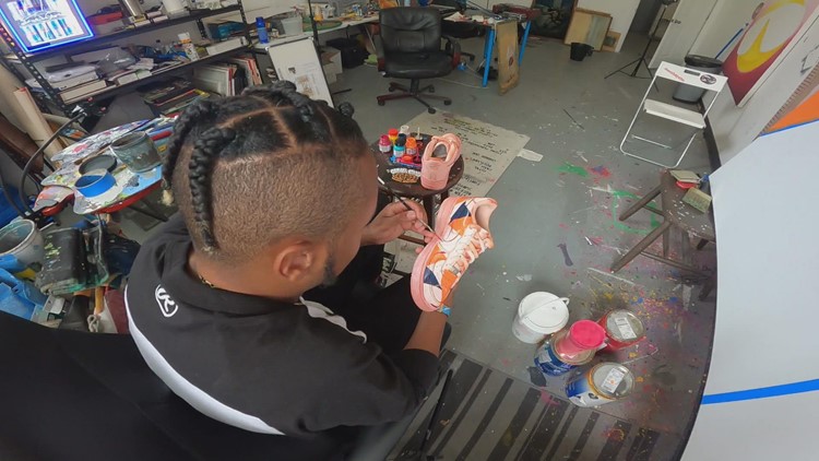 My Lou: Local artist uses shoes as his canvas