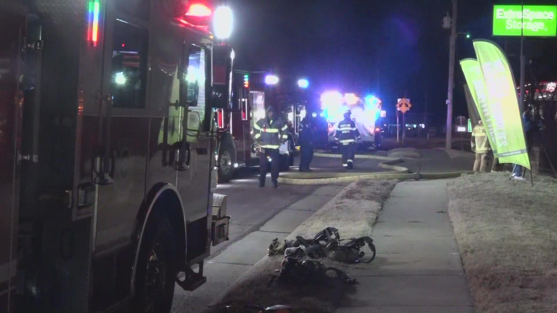 Fire crews forced entry into about 20 storage units to prevent the fire from spreading.