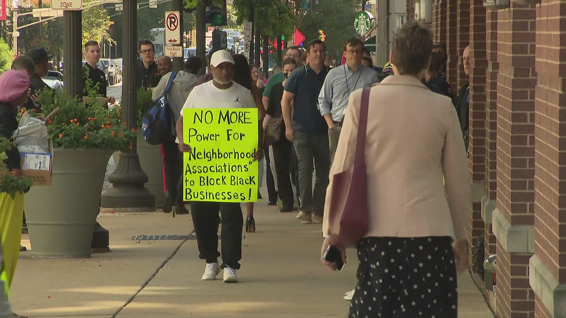 Protestors were outside of Mayor Tishuara Jones' luncheon. The mayor was apologizing for errors in rolling out a $34 million grant program.