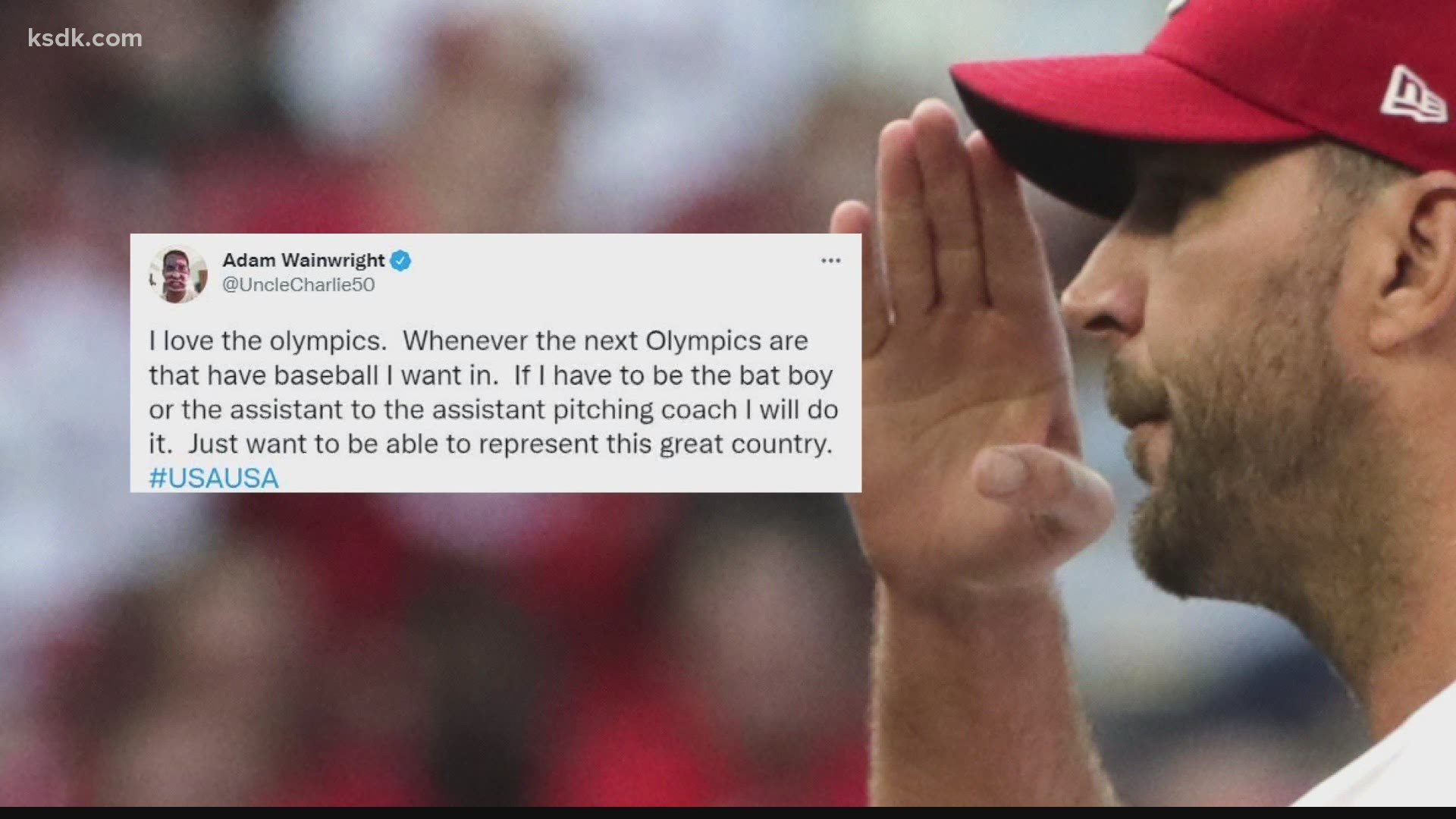 "If I have to be the bat boy or the assistant to the assistant pitching coach I will do it. Just want to be able to represent this great country," Wainwright tweeted
