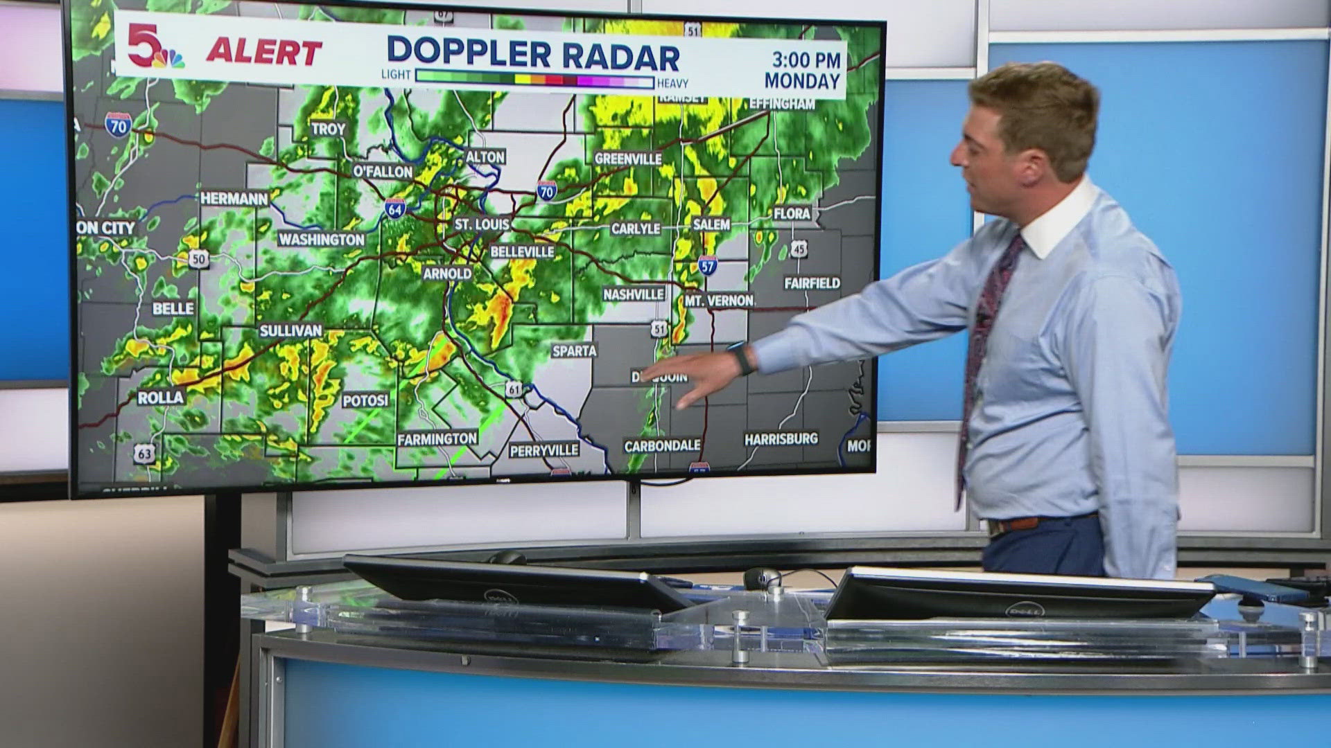 Heavy rains that trained over the same areas have pushed some counties to have 6 to 8 inches of rain in some counties south of St. Louis, leading to evacuations. 