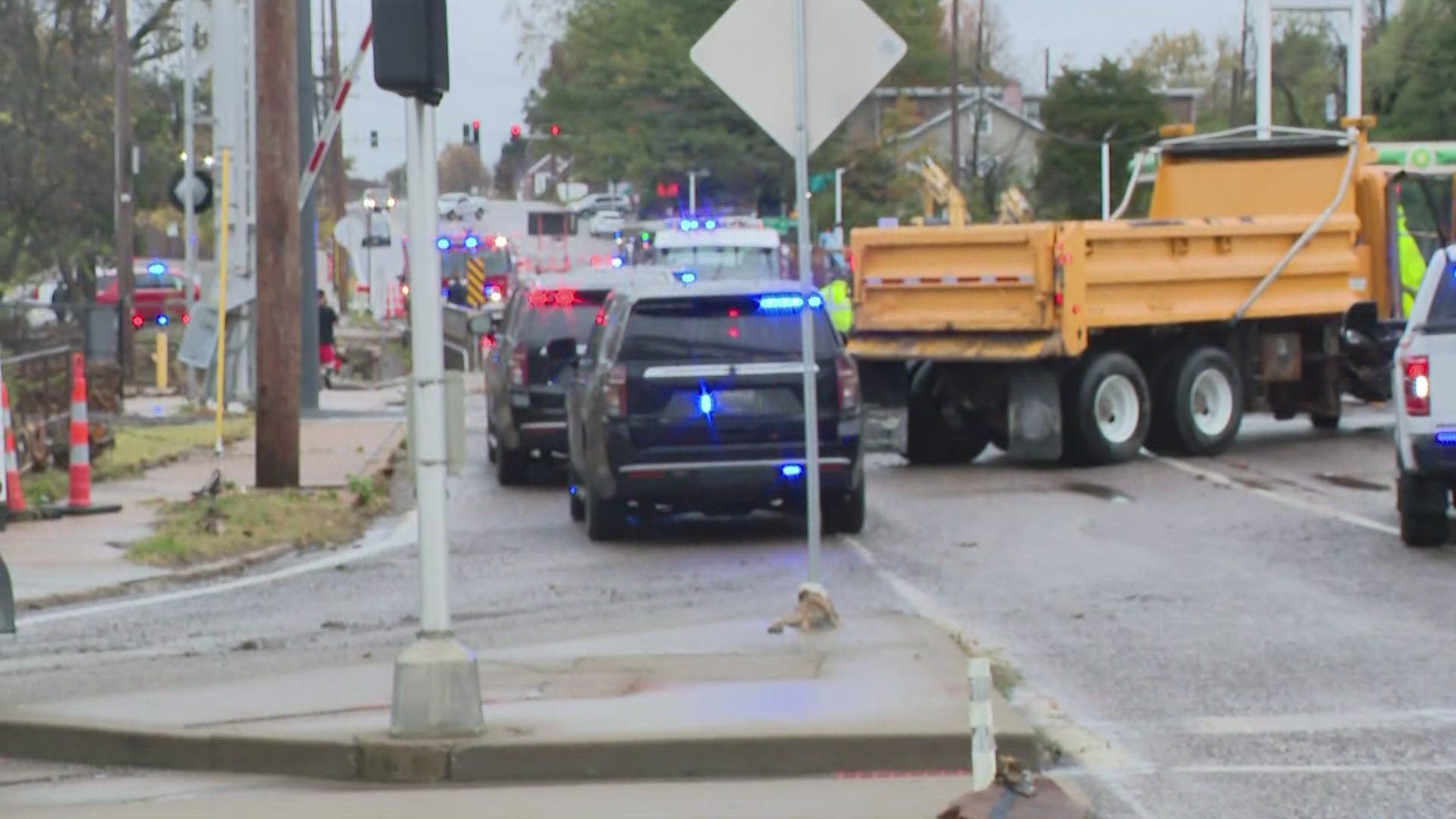 First responders returned to the area hours after 10 people were rescued from flooding. The waters have receded and police have not said why they returned.