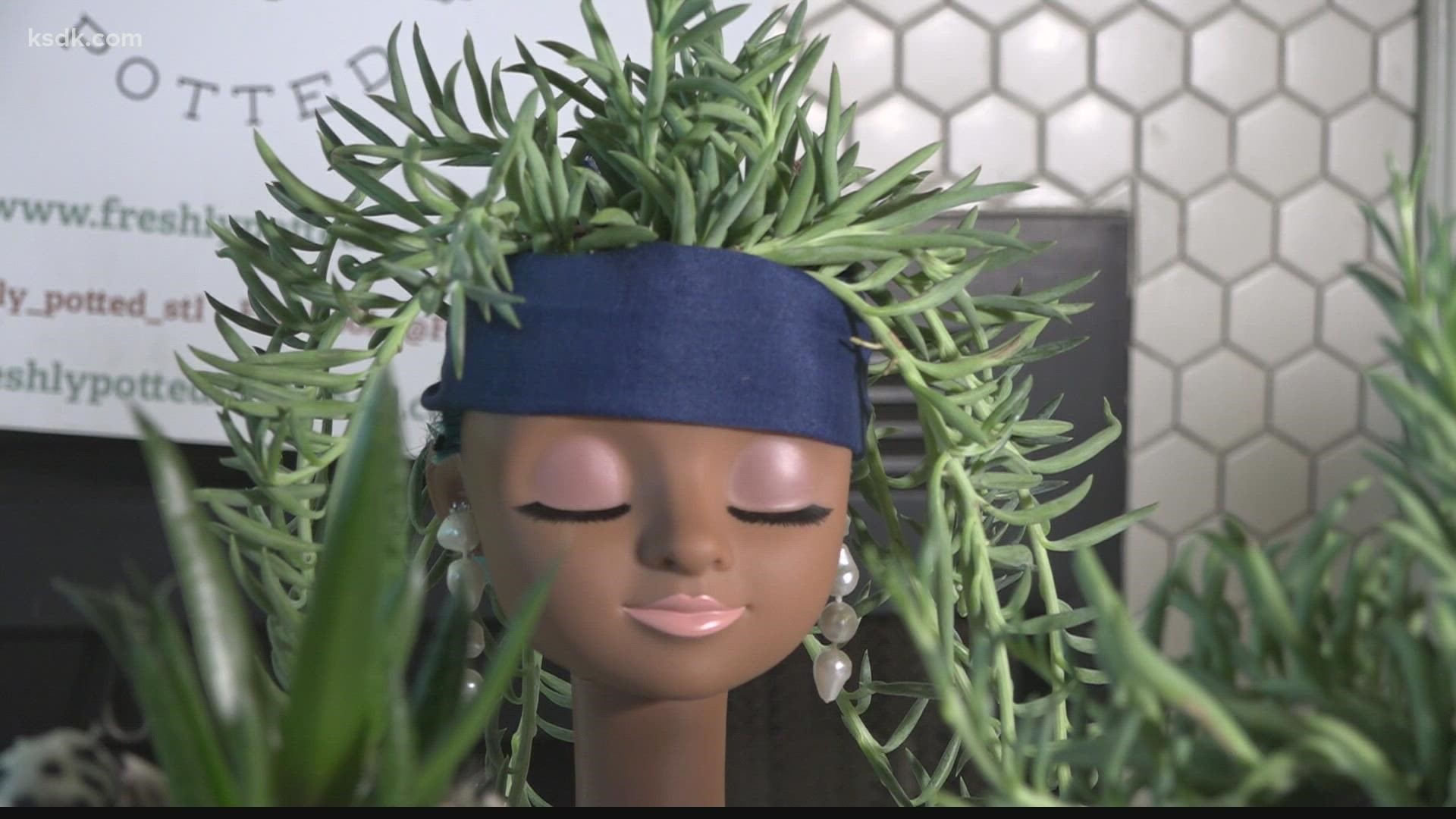 Cindy Duncan started potting doll heads after a woman asked her to make something inspiring for her Black daughter.