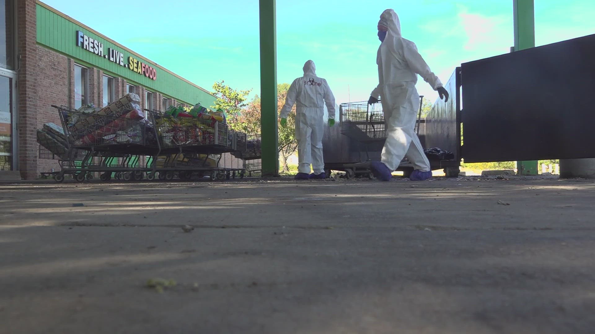 The cleanup of a stinky mess in University City is expected to wrap up on Wednesday. For weeks now, lingering smells and flies have plagued the former supermarket.