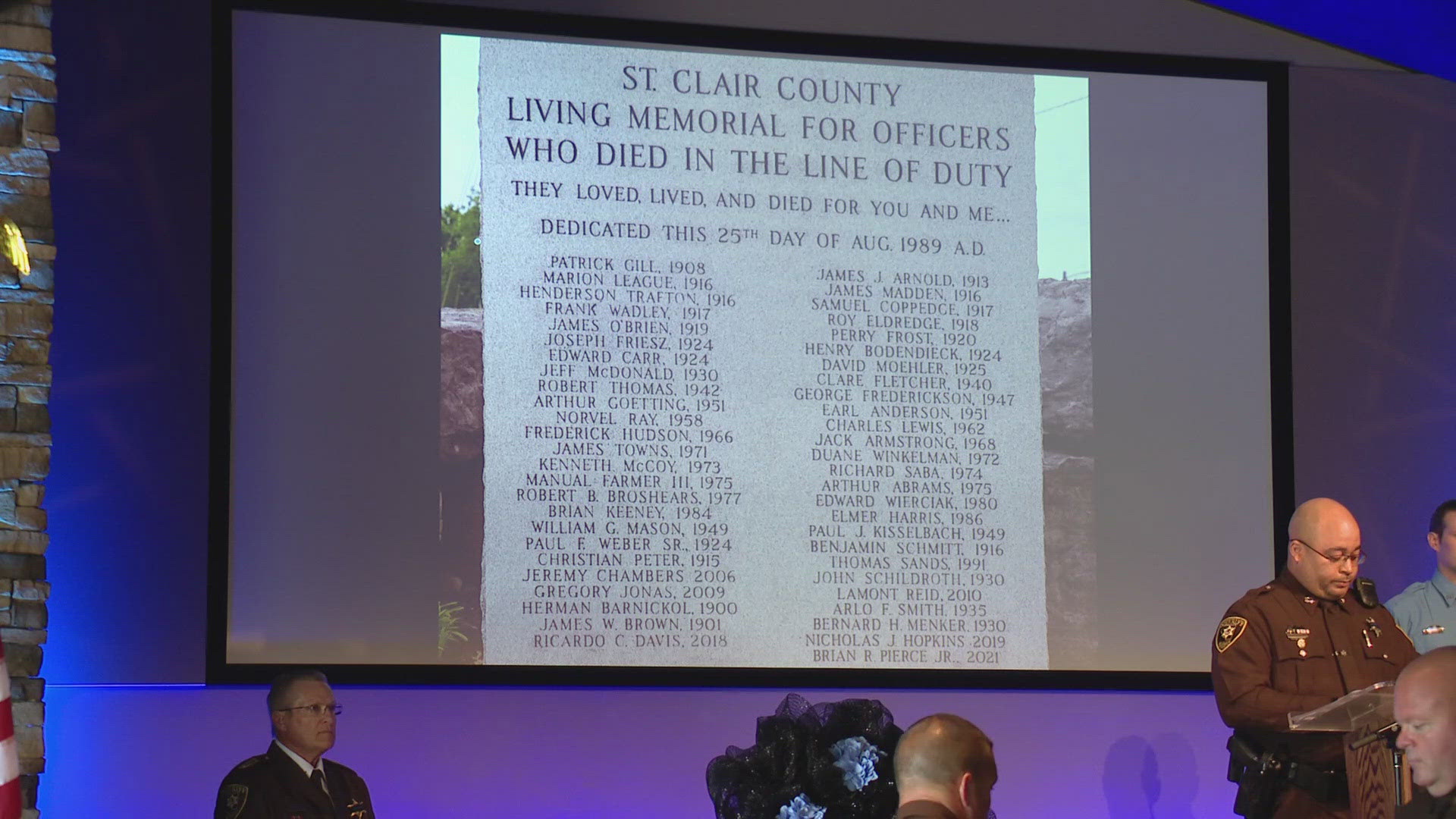 St. Clair County officers killed in the line of duty were remembered for their service Tuesday. The names of dozens of officers dating back to 1908 were read.