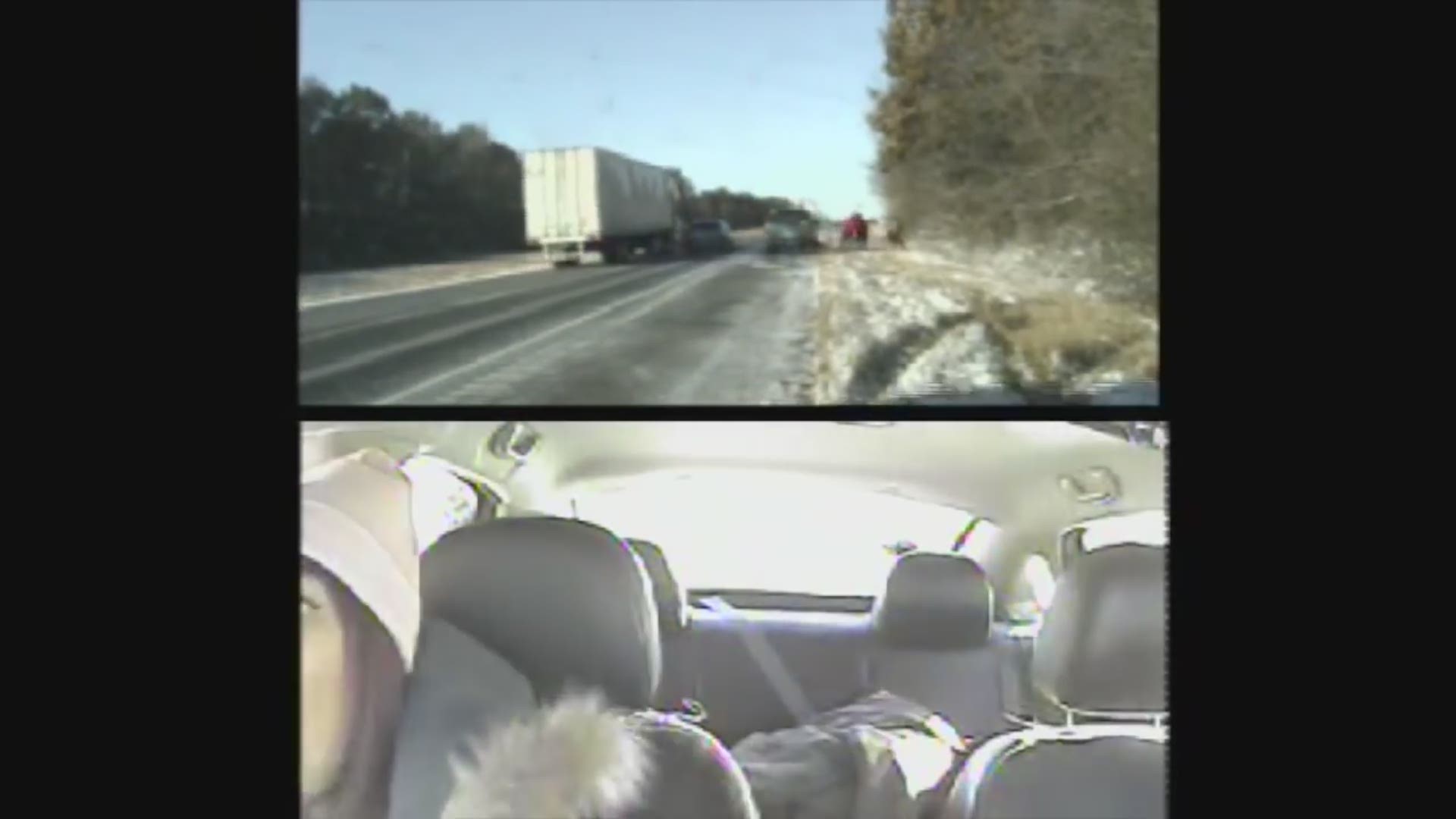 The dash camera also captured the reaction of a second woman who was sitting in the squad car.
