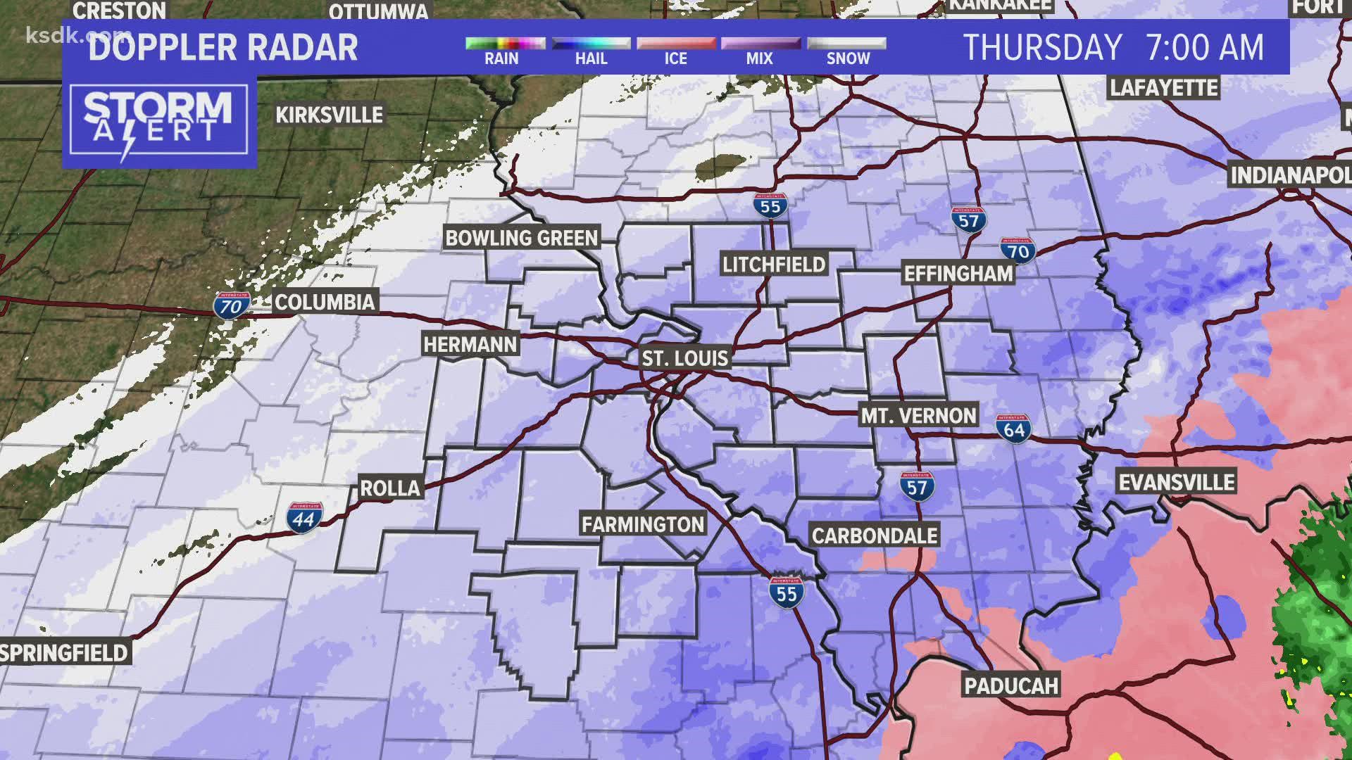Some locations have already seen 6 inches of snowfall as a winter storm blankets the St. Louis area. Snow showers will linger throughout the day.