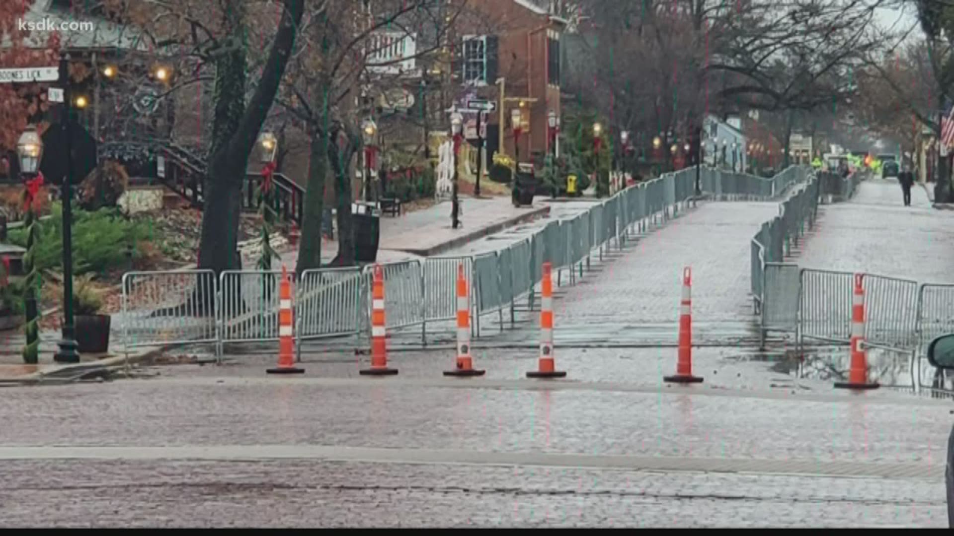 Business owners along Main Street in St. Charles sued the city for installing barriers in front of their businesses.