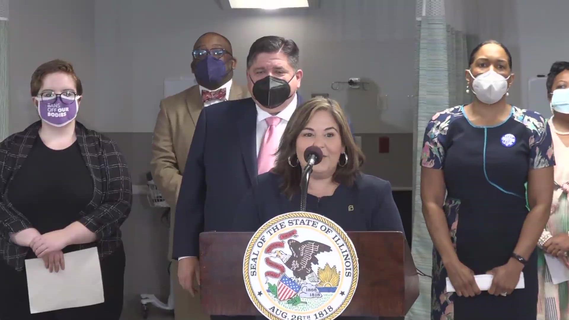 Illinois Gov. J.B. Pritzker vowed to protect reproductive rights in Illinois at a news conference in Fairview Heights. He urged federal lawmakers to take action.