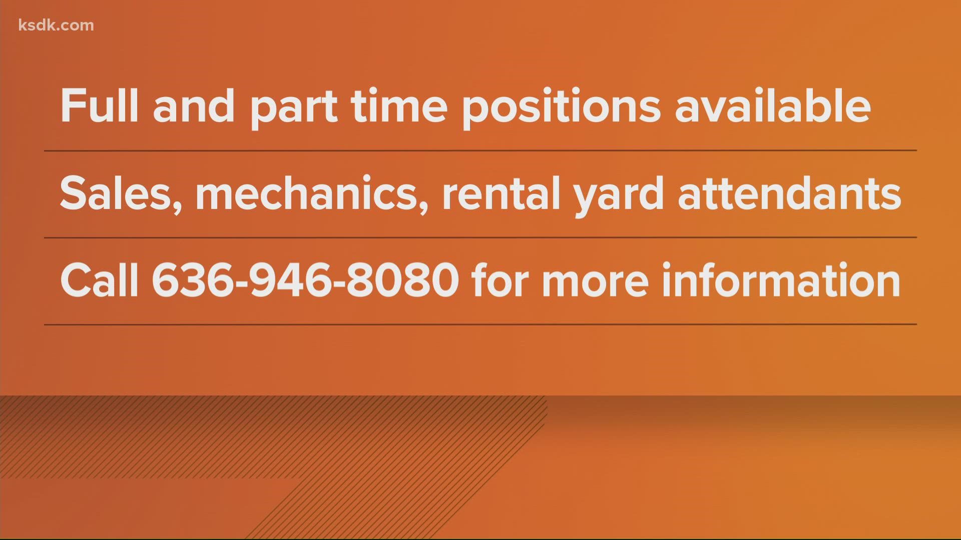 Equip Rental Sales has a variety of positions available. It’s looking for people to work in sales, mechanics and as rental yard attendants.
