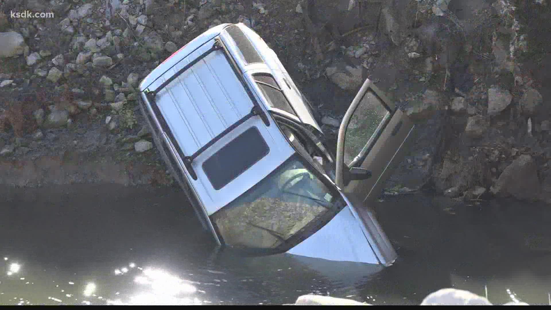 Bystanders helped the woman out of the embankment.