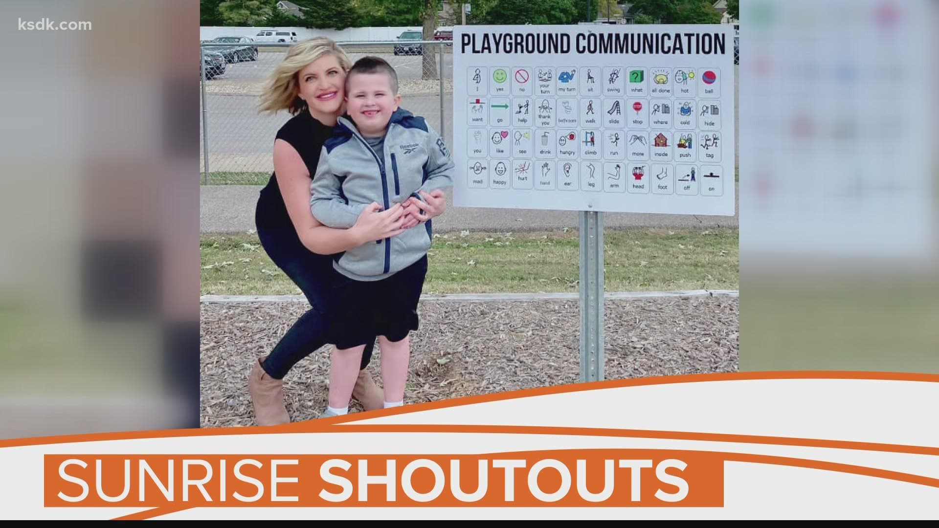 A mom worked with Rockwood School District staffers to create a sign with more than 44 different pictures to describe activities and emotions.