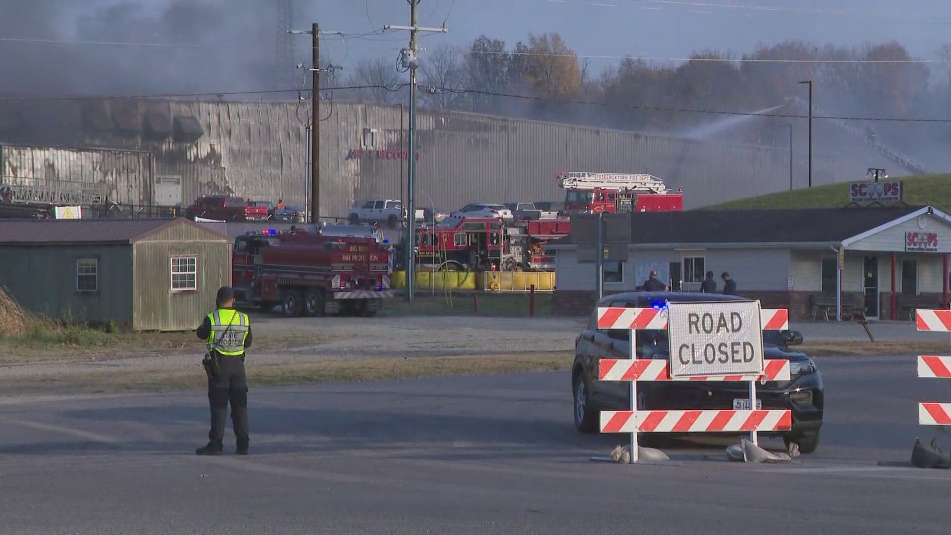 Evacuations are underway for portions of Fredericktown, Missouri, after a fire at a battery recycling facility. It was not immediately clear if there were any injuri