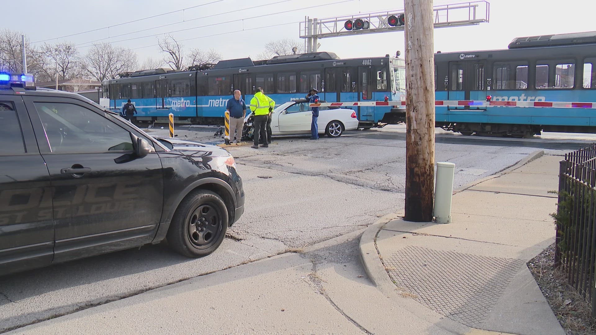 A Bi-State spokesperson said there were 10 people on the train at the time of the crash. None of the passengers or the driver of the car were seriously injured.