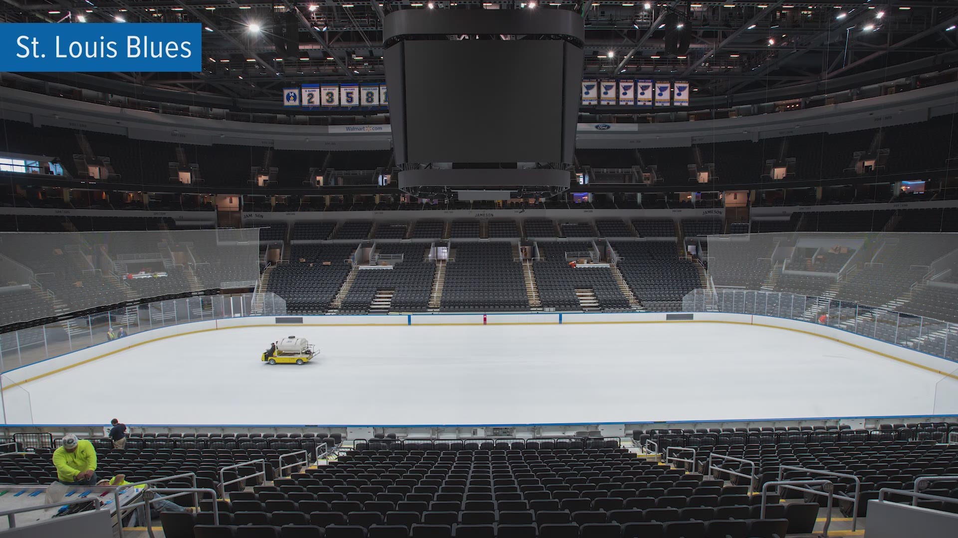 A new video from the team shows the arena crews prepping the Blue Note, red and blue lines and face-off circles. The crew was prepping the base layer before applying the ice on top.
