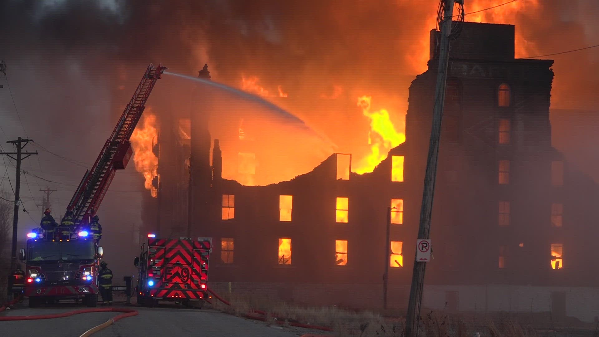 Smoke was visible across the region, and the flames burned for hours.