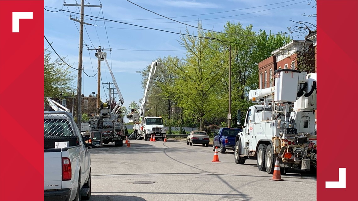 Ameren working to restore electric service after downed power line on I ...