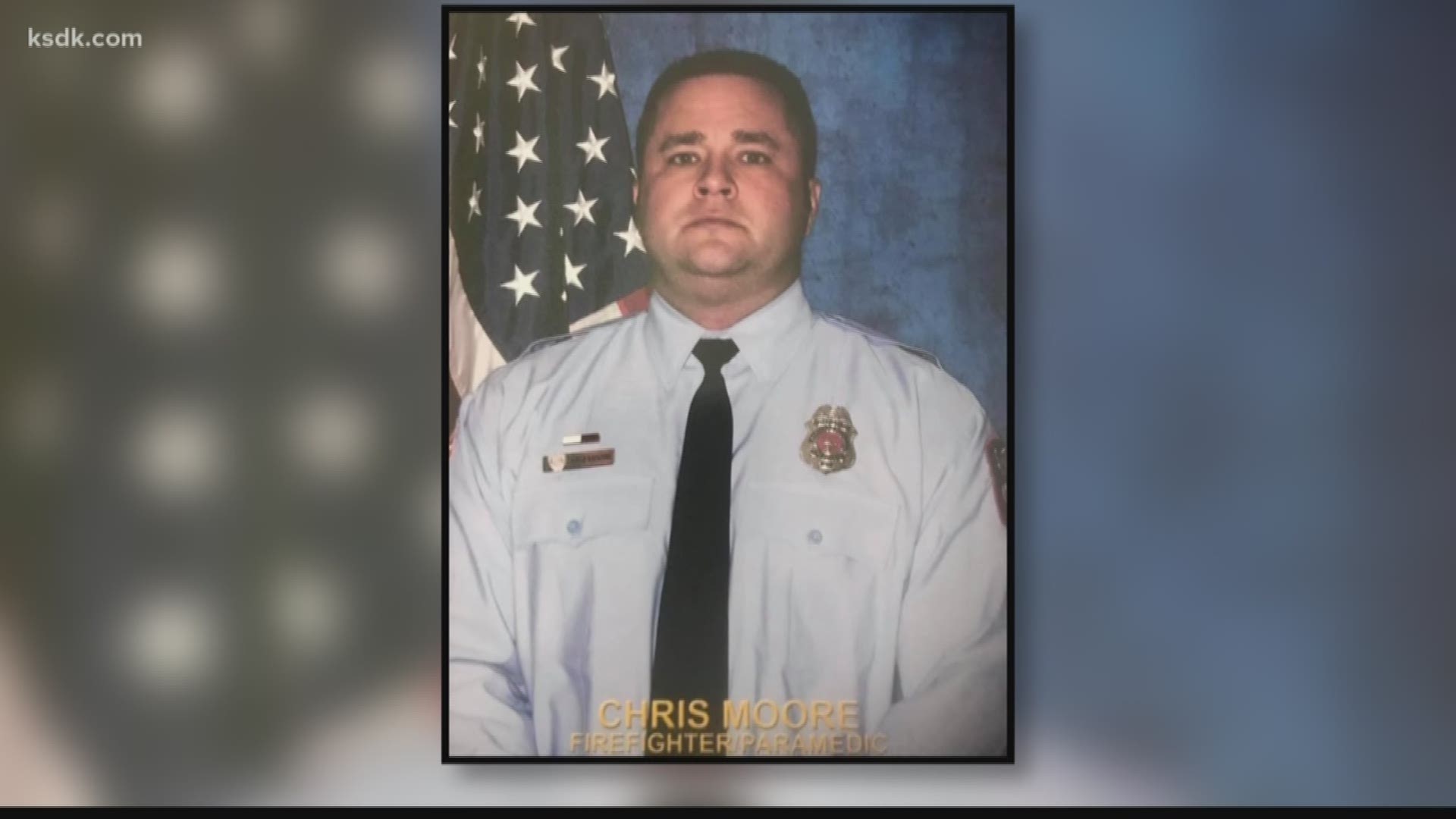 A firefighter-paramedic with the Maryland Heights Fire Protection District was transported to a funeral home Sunday morning with full honors.