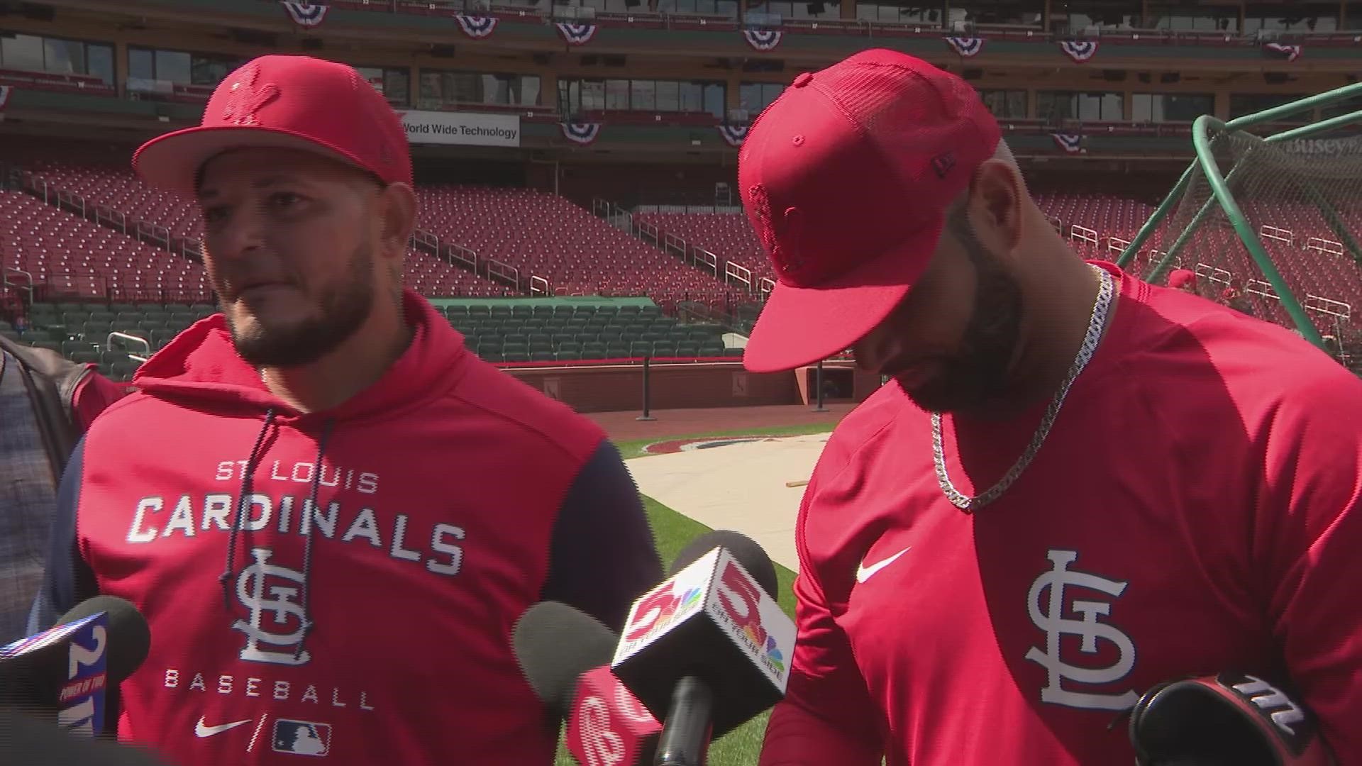 The future hall of fame pair had some fun the day before opening day back with the Cardinals.