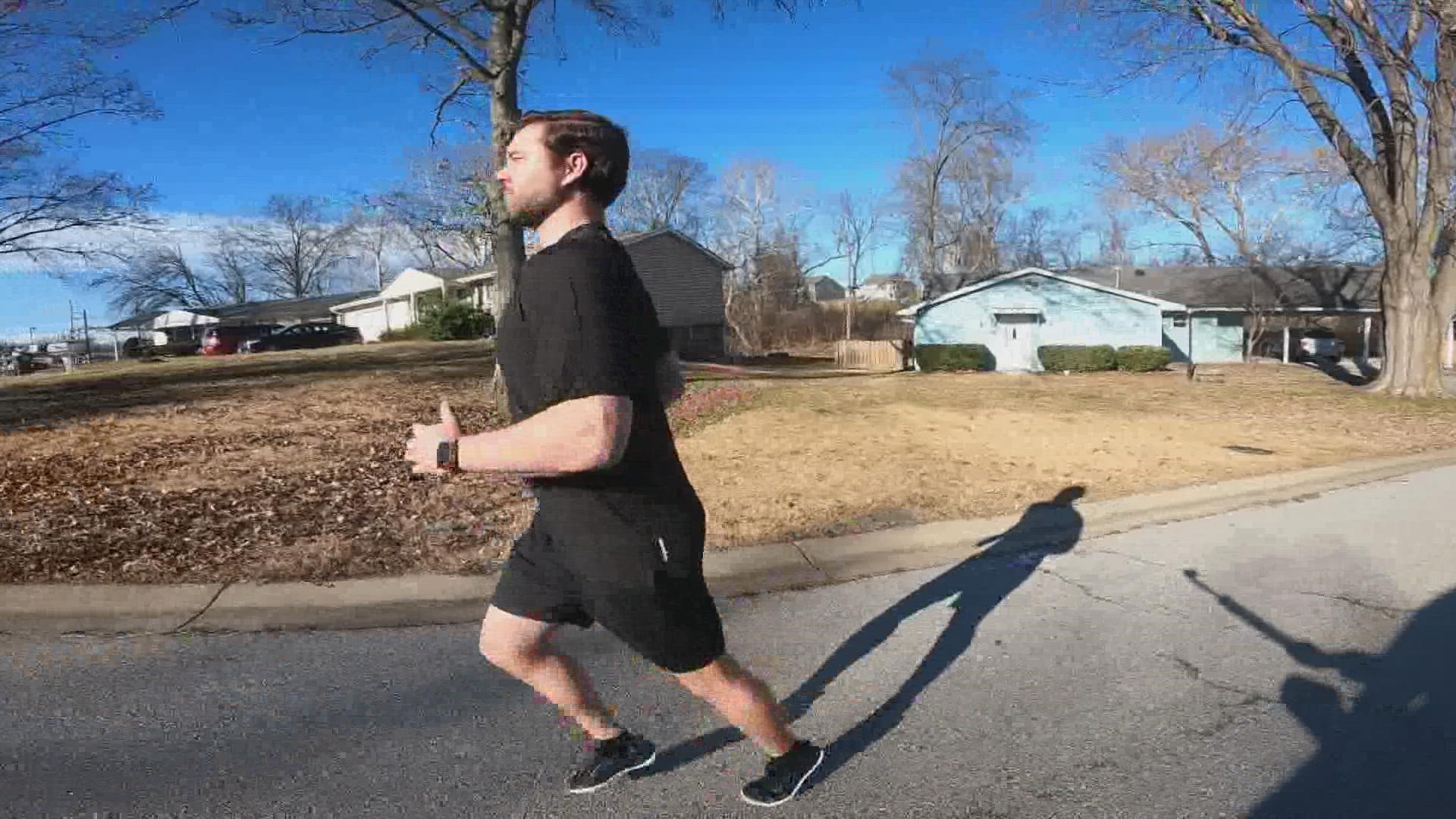 J.T. Thomas, kidney transplant recipient, is running a half-marathon each month to raise funds to help students going through the transplant process.