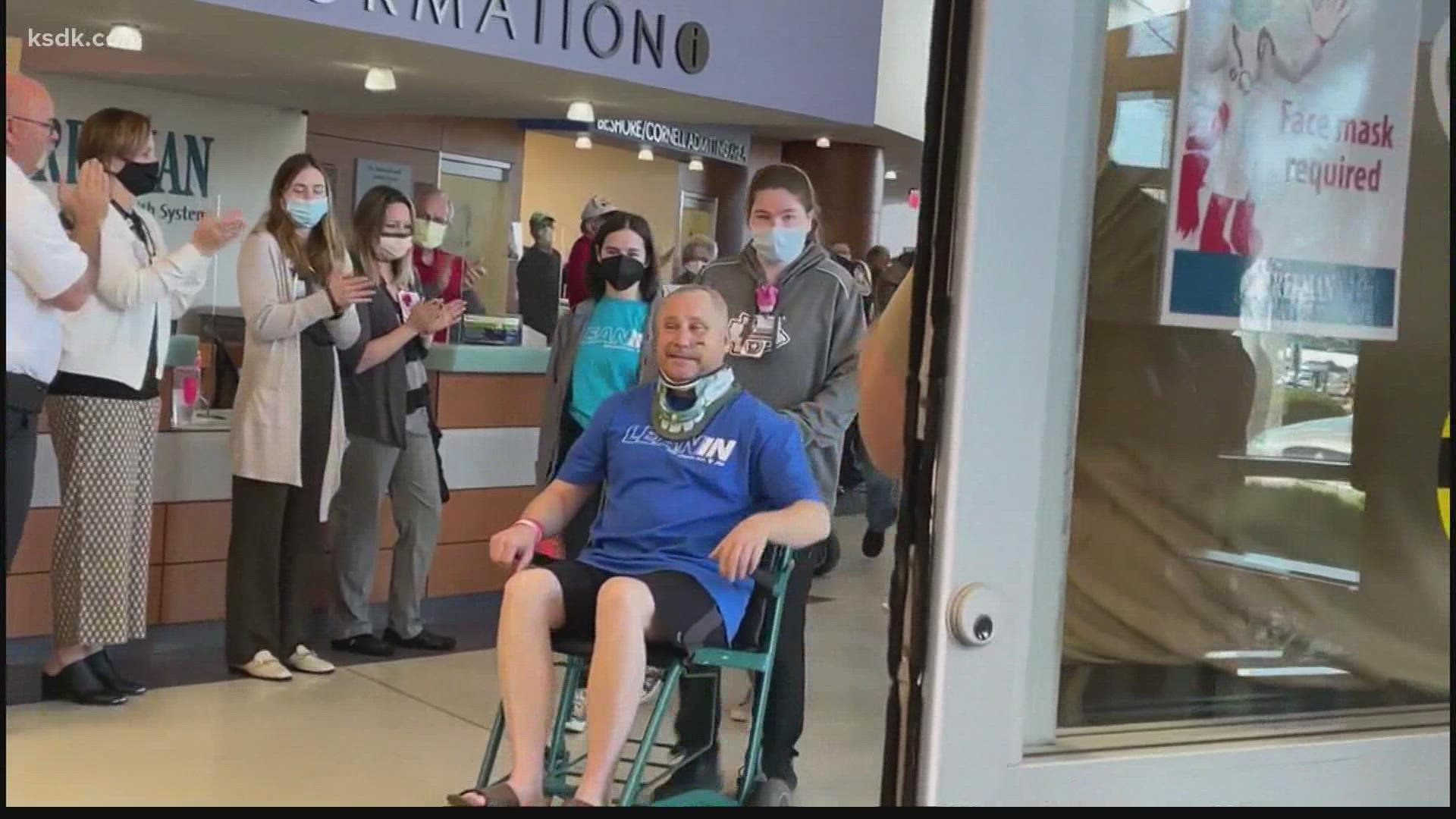 Video shows hospital personnel lining the hallways and applauding as Rick Hirshey was released.