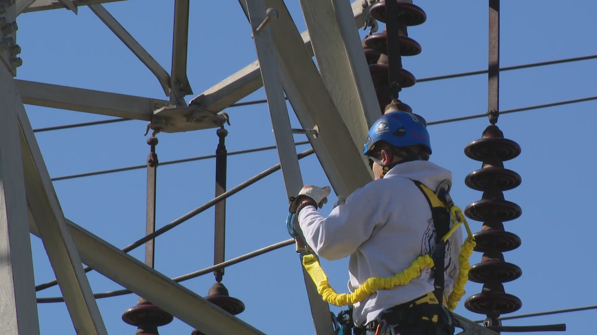 The training day was made possible through a partnership with Ameren. The tower, reaching upwards of 70 feet, was a realistic setting for practice.