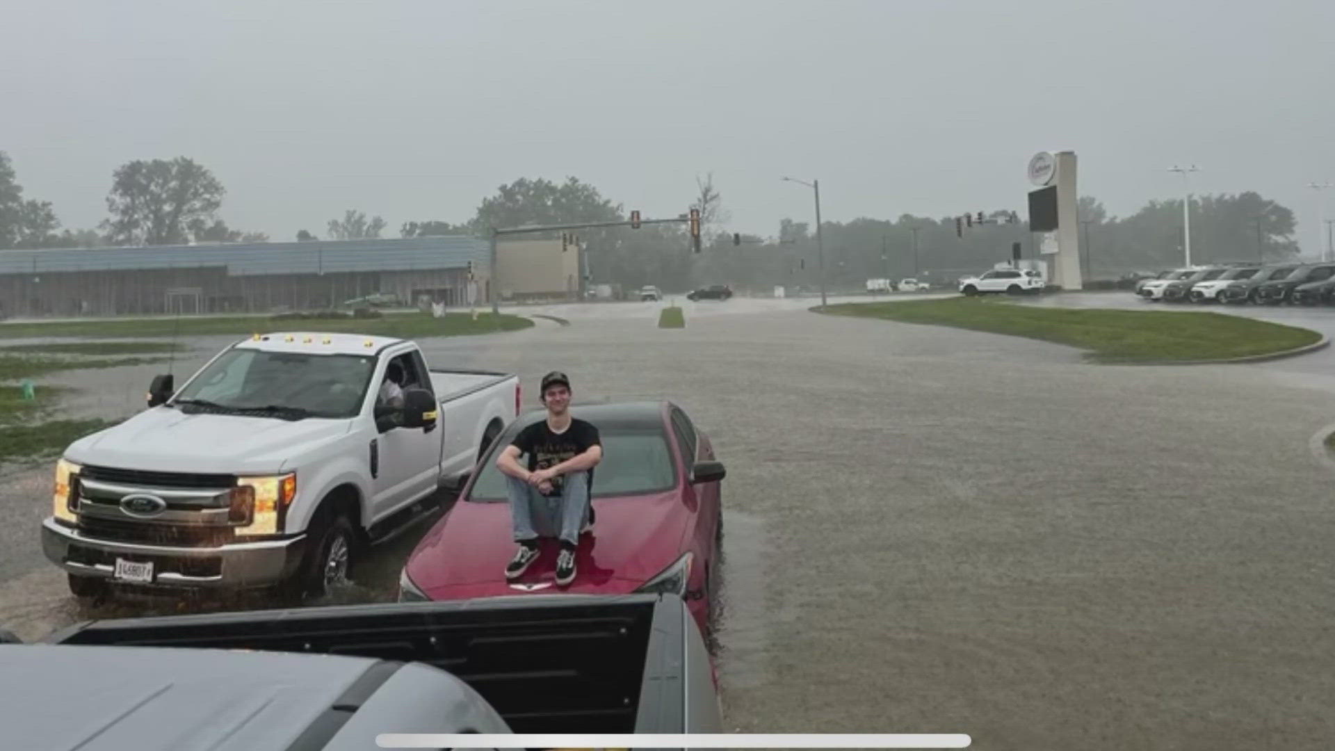 In St. Clair County, flash flooding led to water rescues in several communities. One Belleville man got stuck in the flooded roadway.