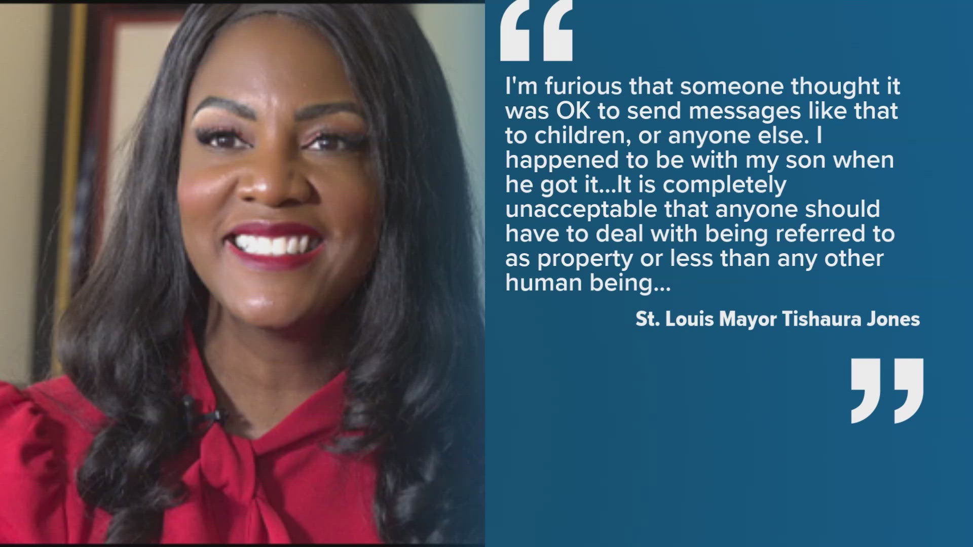 St. Louis Mayor Tishaura Jones and her son are among the victims of racist text messages targeting Black men and women across the country.