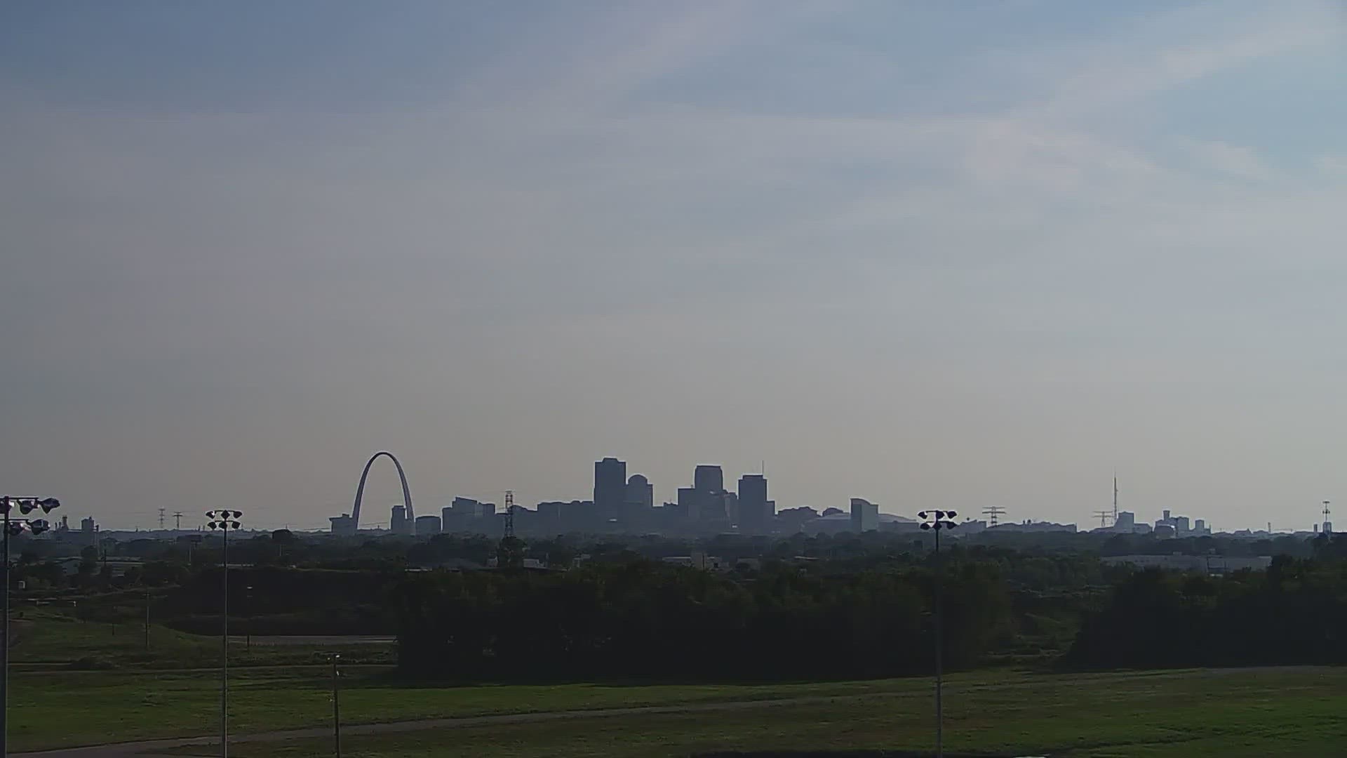 Watch a timelapse as wildfire smoke rolls into St. Louis. The smoke is from Canadian wildfires and will be heaviest Wednesday morning.