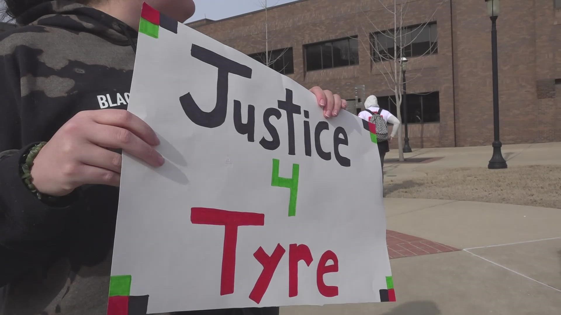 Protesters gathered in downtown Belleville on Saturday calling for change and justice in the wake of Tyre Nichols' death.