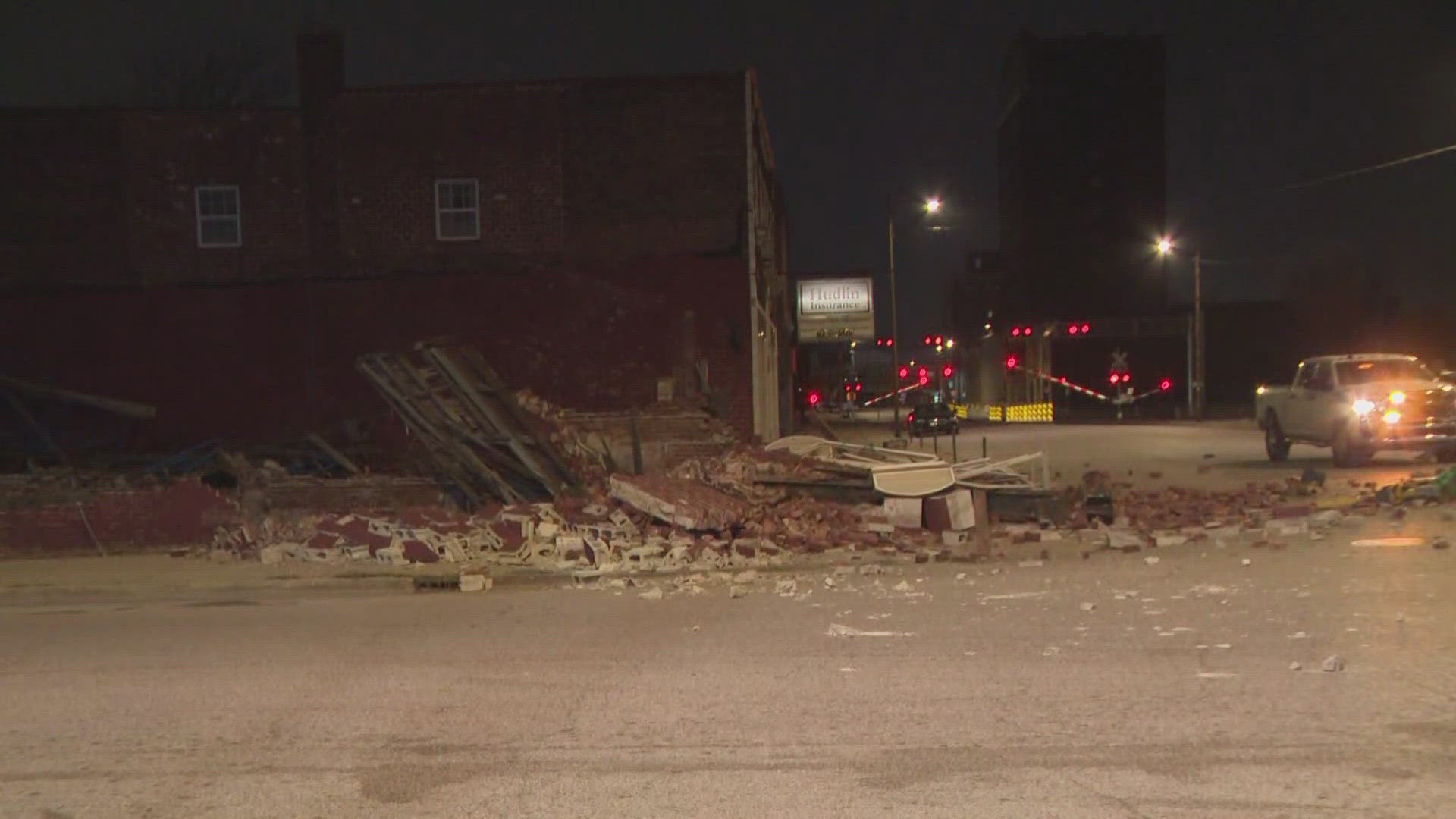 East St. Louis Fire Chief Derrick Burns talked about the collapse of the vacant building on Missouri Avenue.