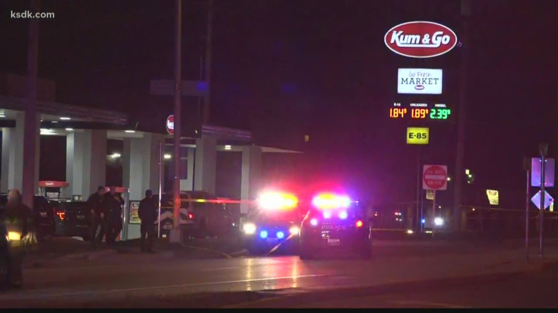 Police said a car crashed into a gas station, and the man inside entered the gas station and began shooting.