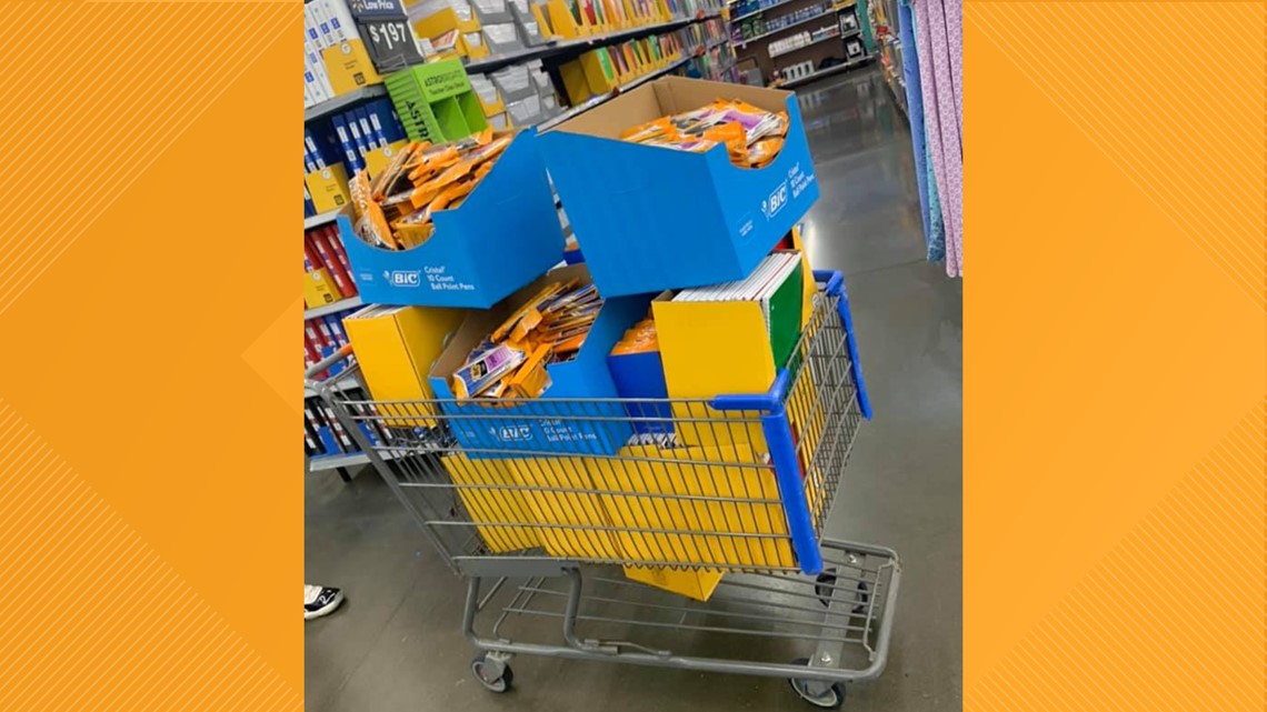 Walmart security officer pays for carts full of back-to-school supplies