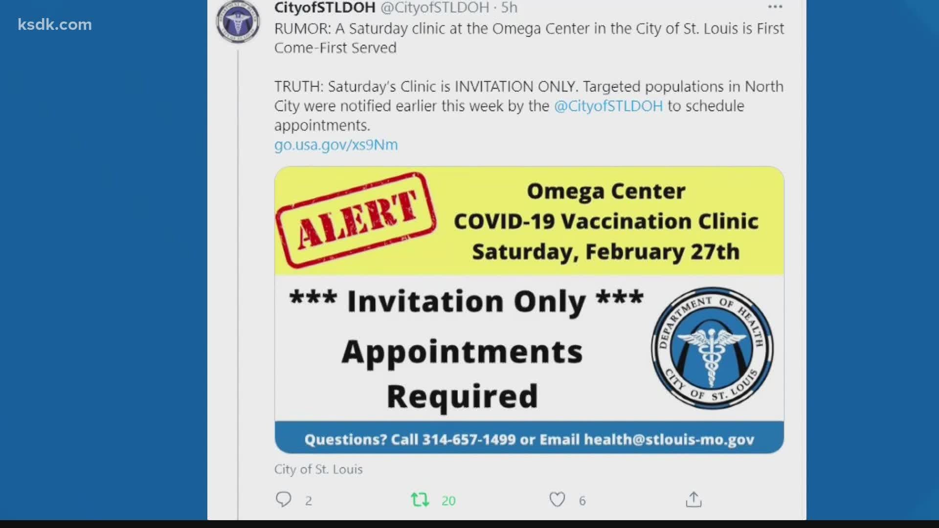 There is a vaccination clinic at the Omega Center in north city Saturday. But it is not open to the public