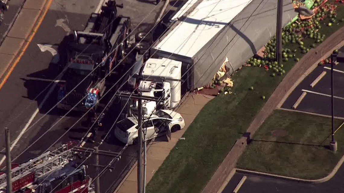 2 people hospitalized after West County watermelon truck crash