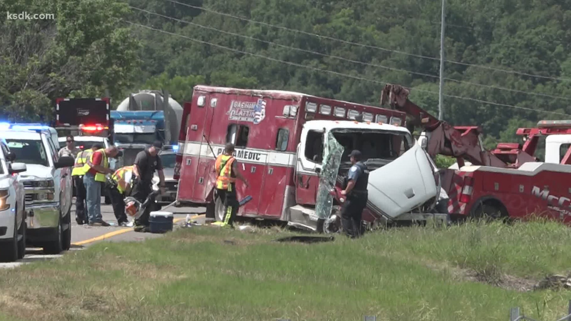 A medical helicopter landed on the highway around 30 minutes after the crash was reported