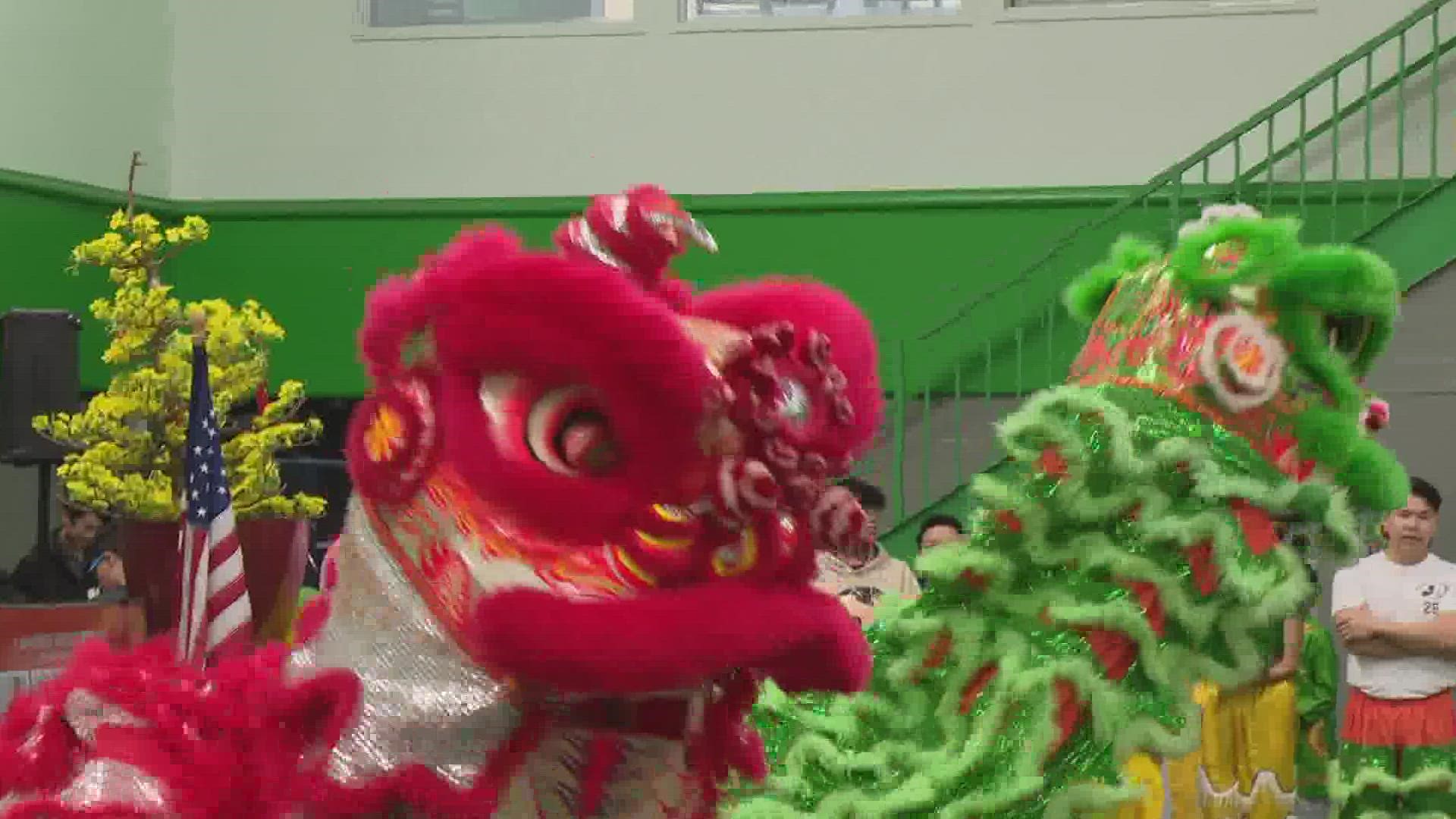 Lunar New Year festivities kicked off early in St. Louis this weekend. The event at St. Mary's High School included games, food and a traditional lion dance.