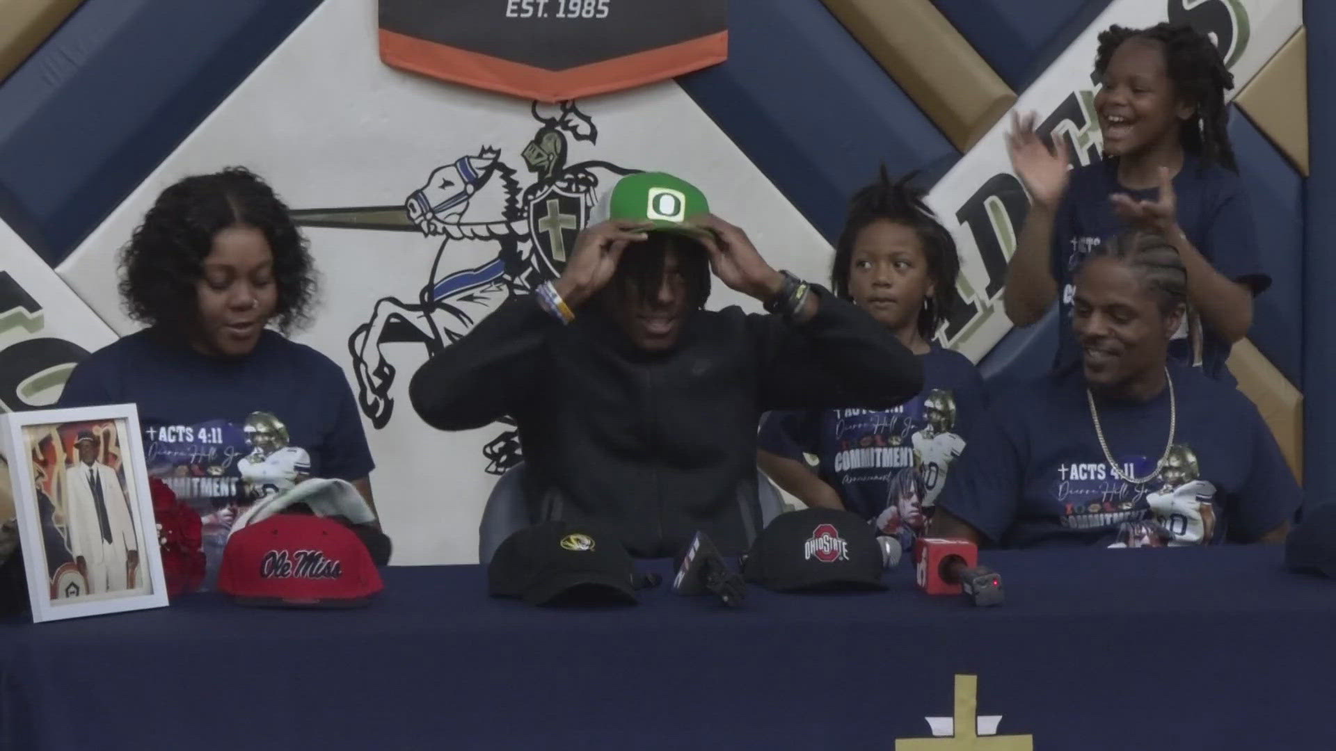 On Friday, Althoff 4-star running back Dierre Hill Jr. made his college decision. The whole family shared an emotional moment after the decision.