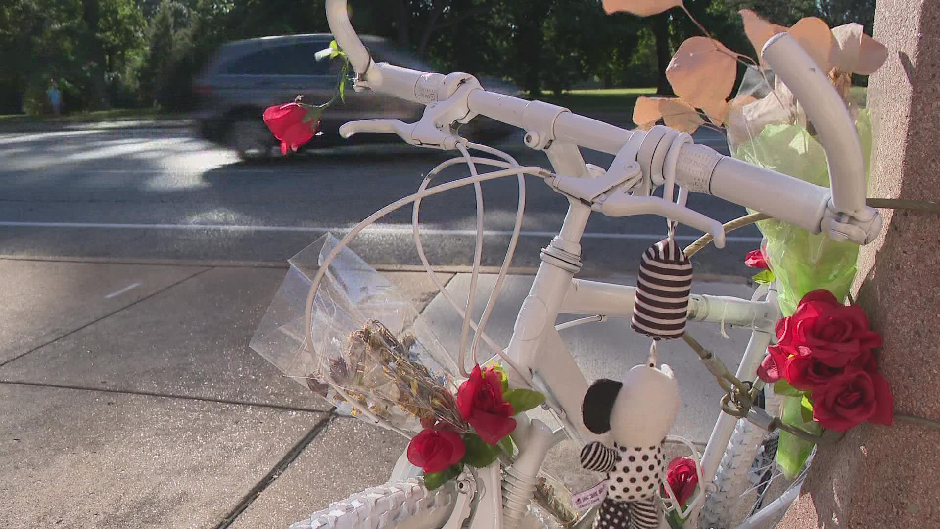 Ghost Bikes, founded in St. Louis, are small memorials for bicyclists who are killed or hit on the street. Danyell "Starr" McMiller was killed on Sept. 6.