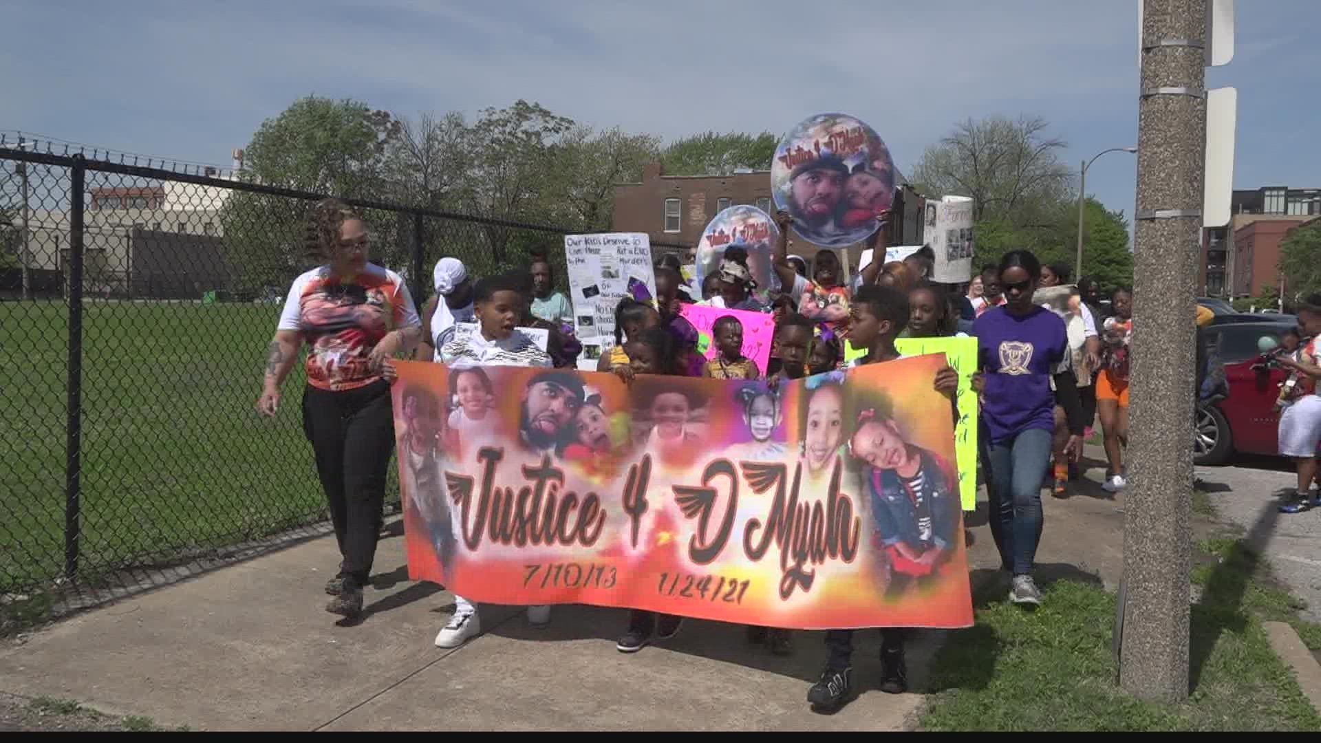Dmyah Fleming and her father Darrion, were shot and killed in January 2021 on Laclede Avenue. Suketha Rankin and her family marched in remembrance of Dmyah,
