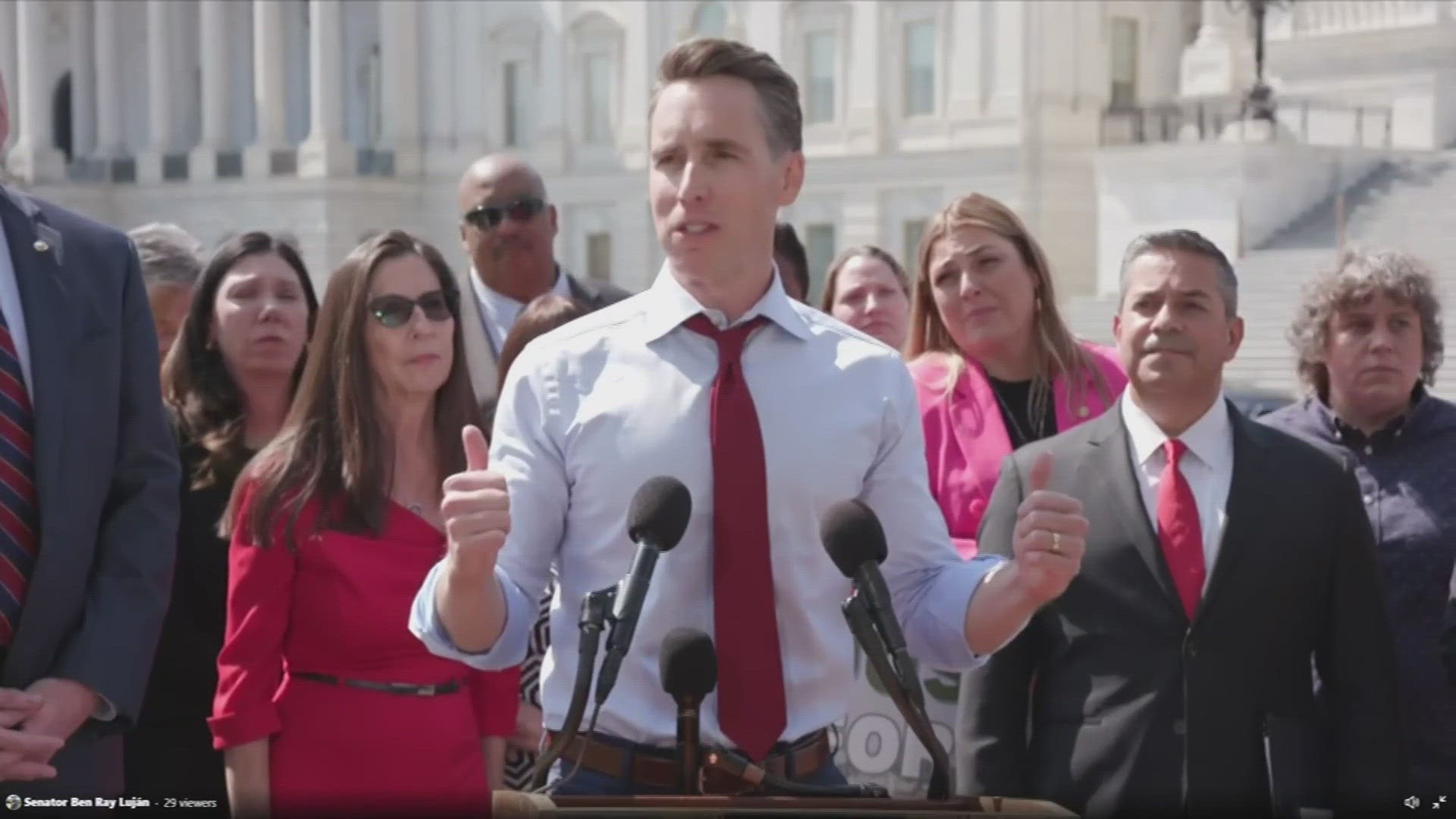 Missouri Sen. Josh Hawley demanded justice for those affected by contaminated waste. He held a Wednesday news conference.