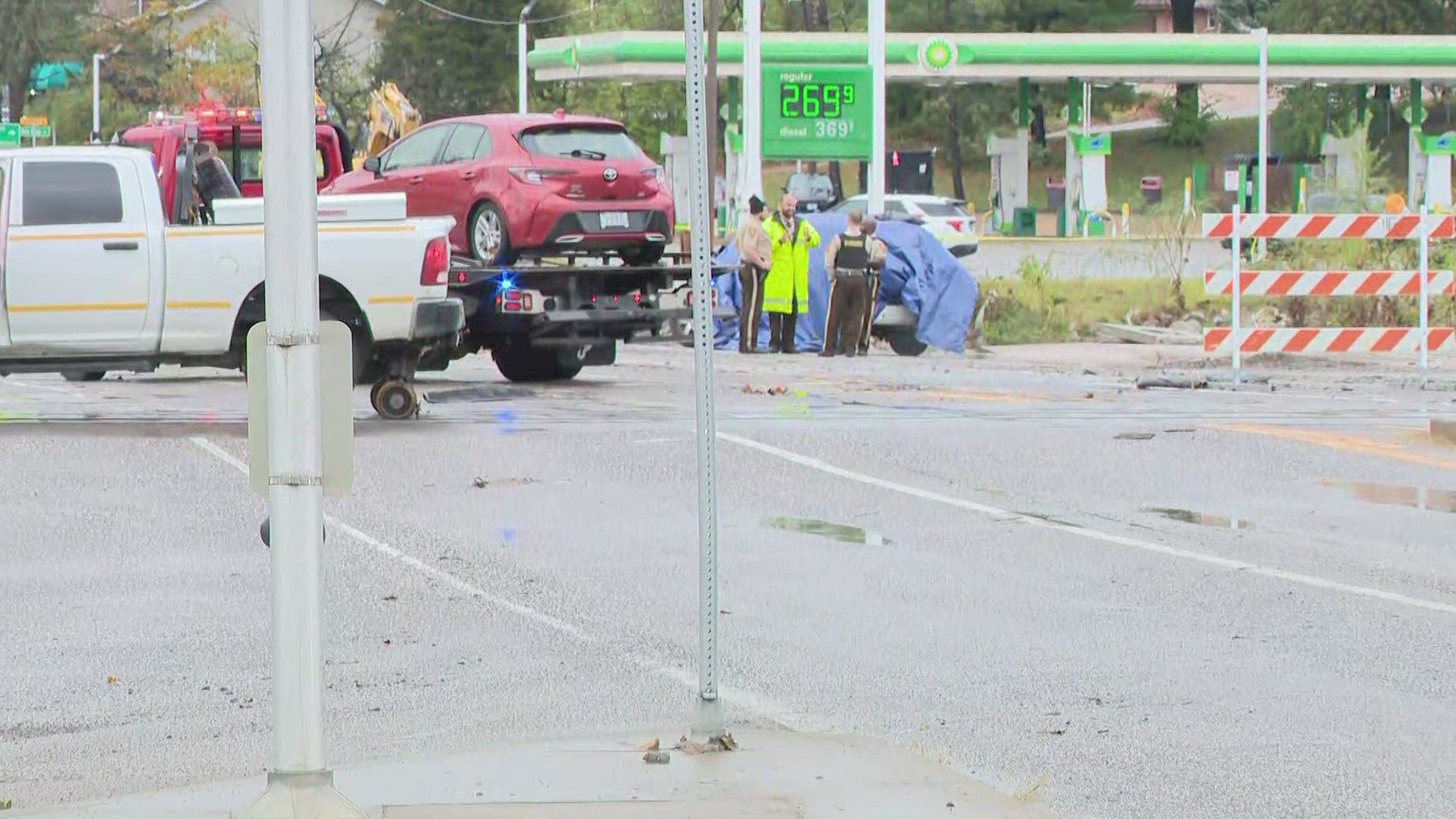 An unfortunate discovery at the scene of multiple water rescues Tuesday morning. One adult was found dead inside of a car.