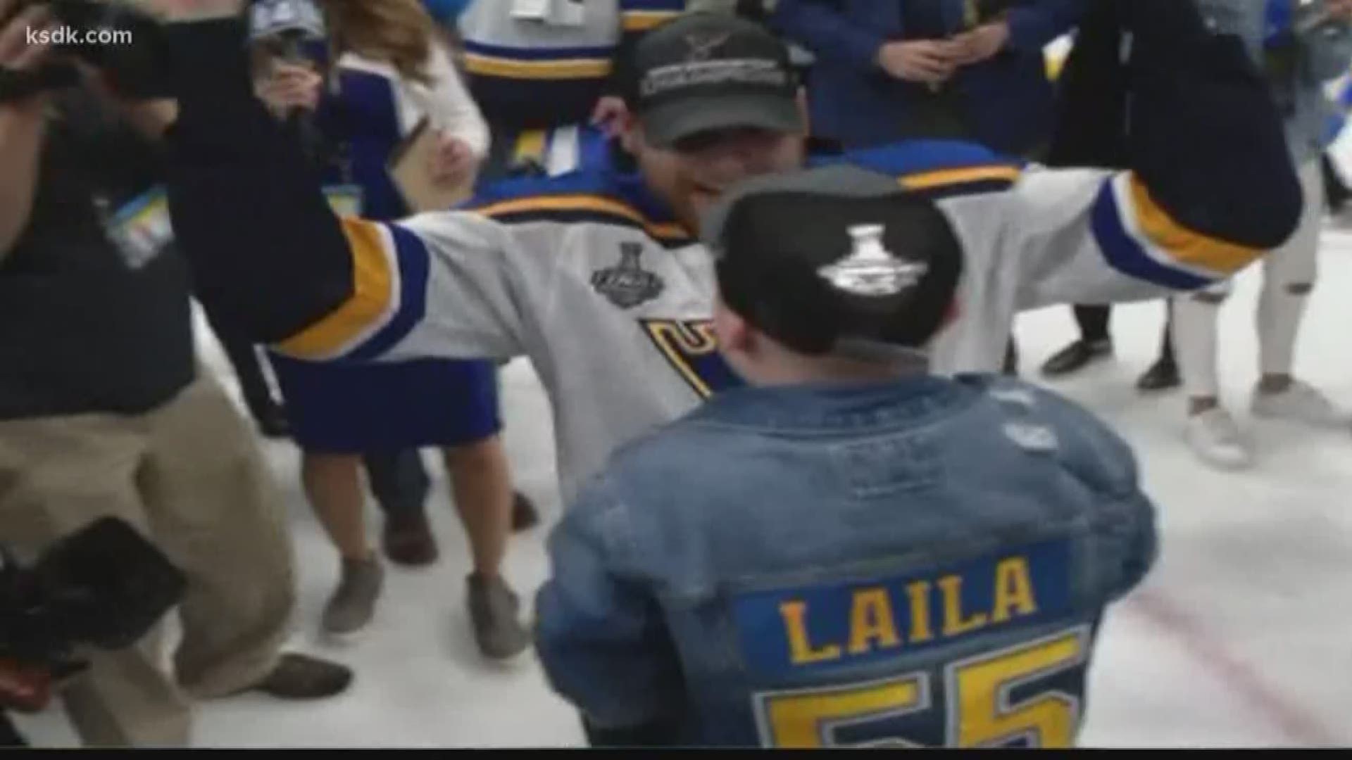 The Blues good-luck charm got a chance to lift the Stanley Cup after Game 7 in Boston.