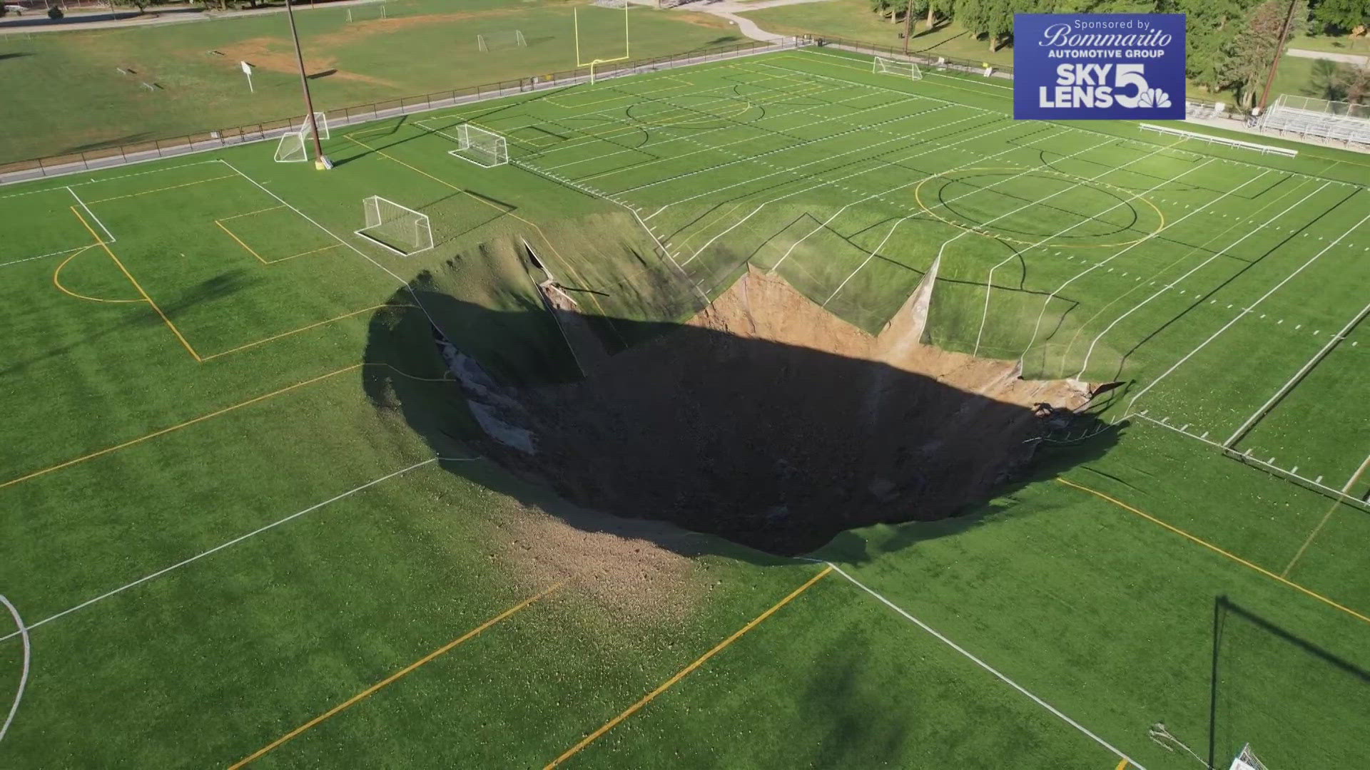Illinois Gov. J.B. Pritzker is reacting to that massive sinkhole in Alton's Gordon Moore Park. The sinkhole suddenly formed Wednesday morning in the soccer fields.