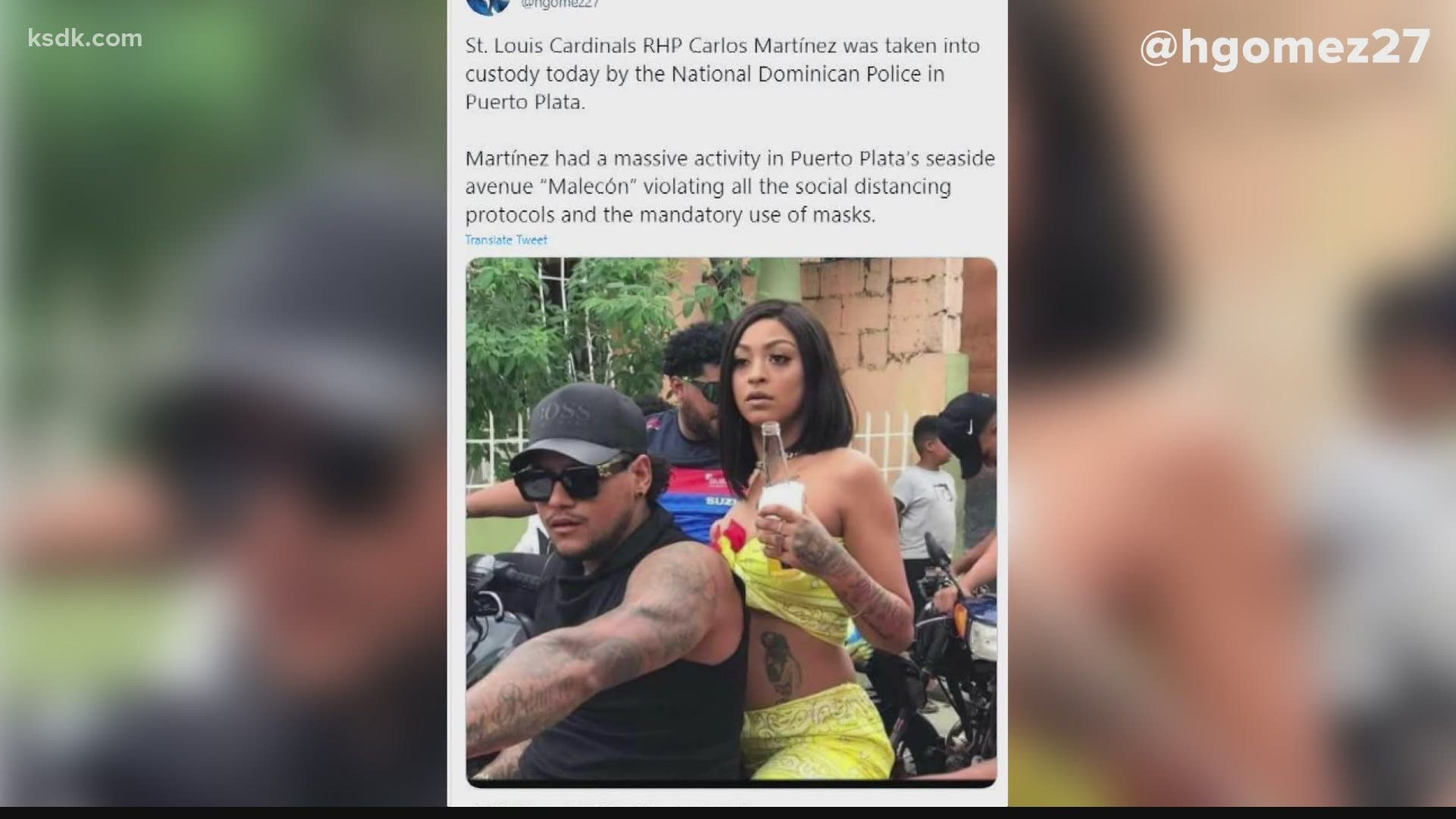 Pictures and video began circulating Monday of Martinez not following COVID-19 protocols in the Dominican Republic. The Cardinals say he was never arrested