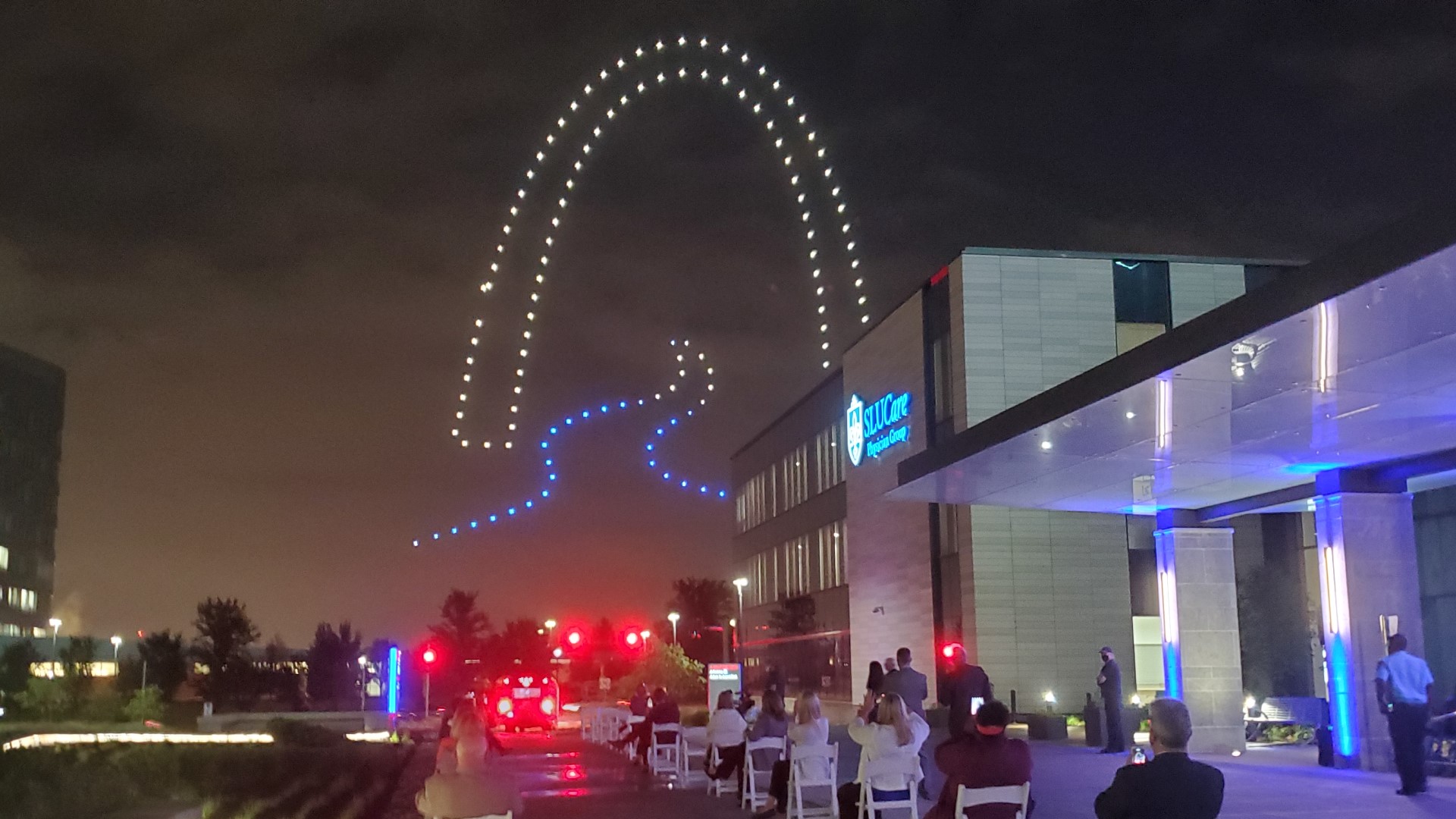 SSM Health Saint Louis University Hospital cut the ribbon its brand new facility Tuesday. The event included a first-of-its-kind drone show.