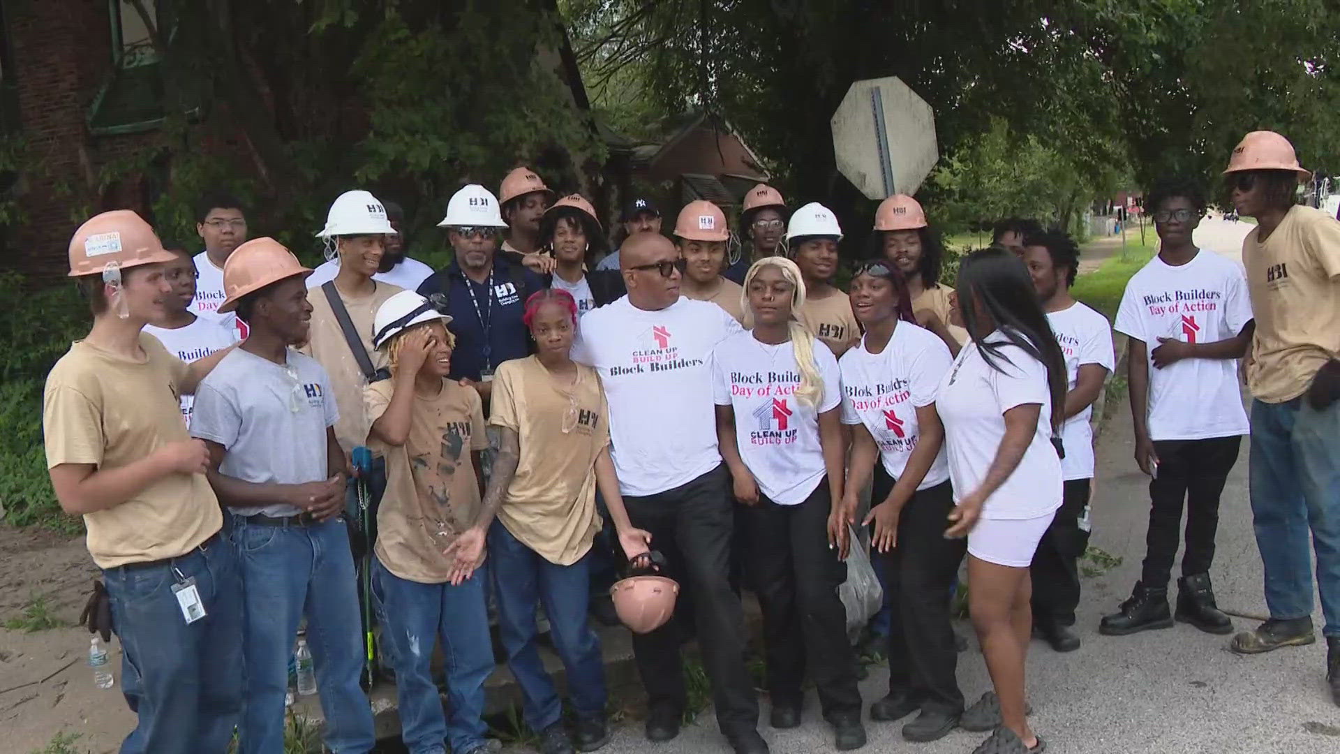 Volunteers spent the morning sprucing up the College Hill neighborhood in north St Louis. They're helping transform 15 vacant lots into a park everyone can enjoy.