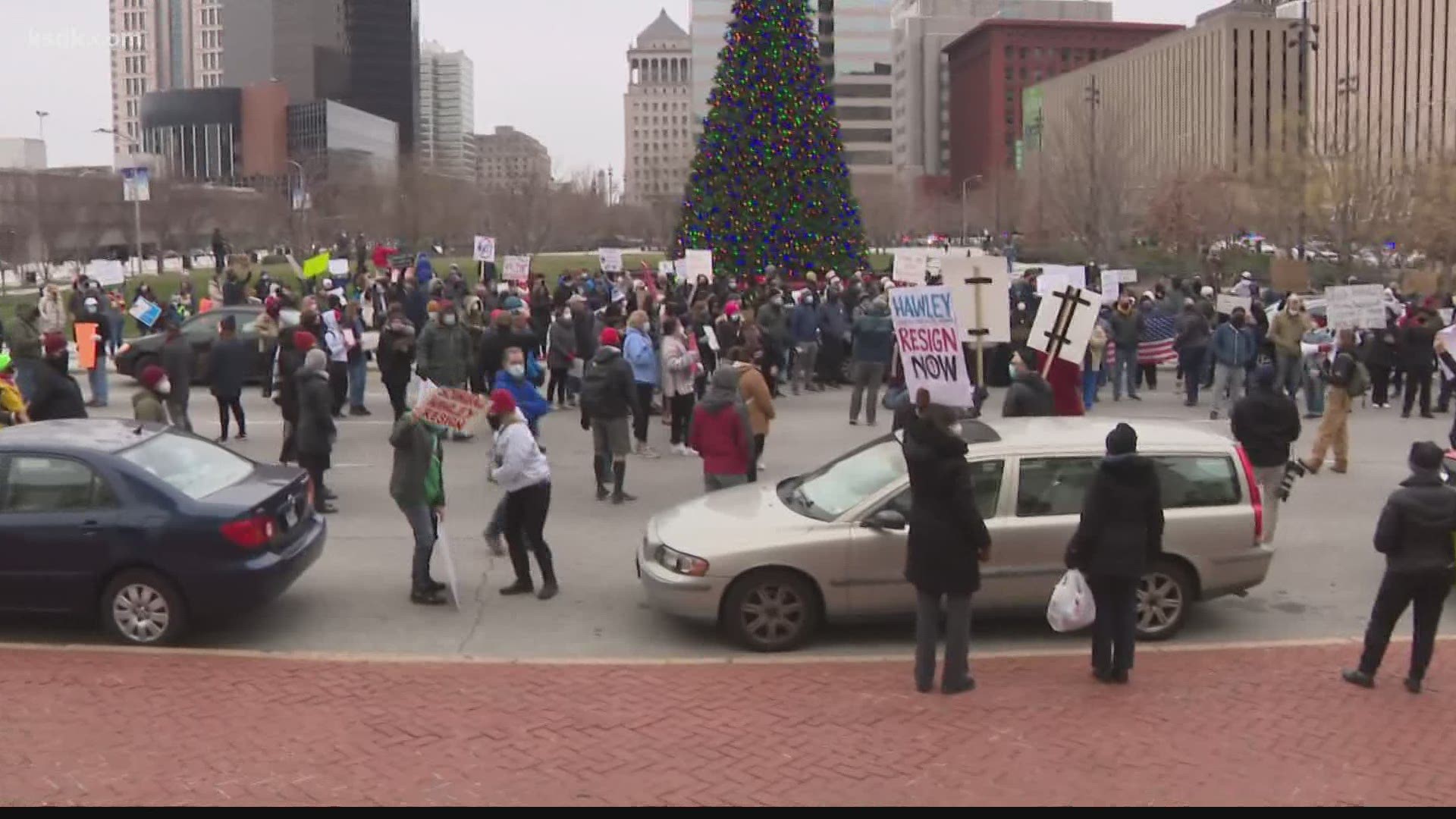 The protest was organized by Resist STL