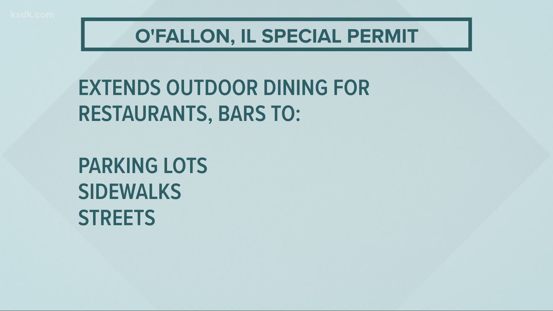Bars and restaurants in O'Fallon will be able to extend outdoor seating options to include the use of parking lots, sidewalks and streets